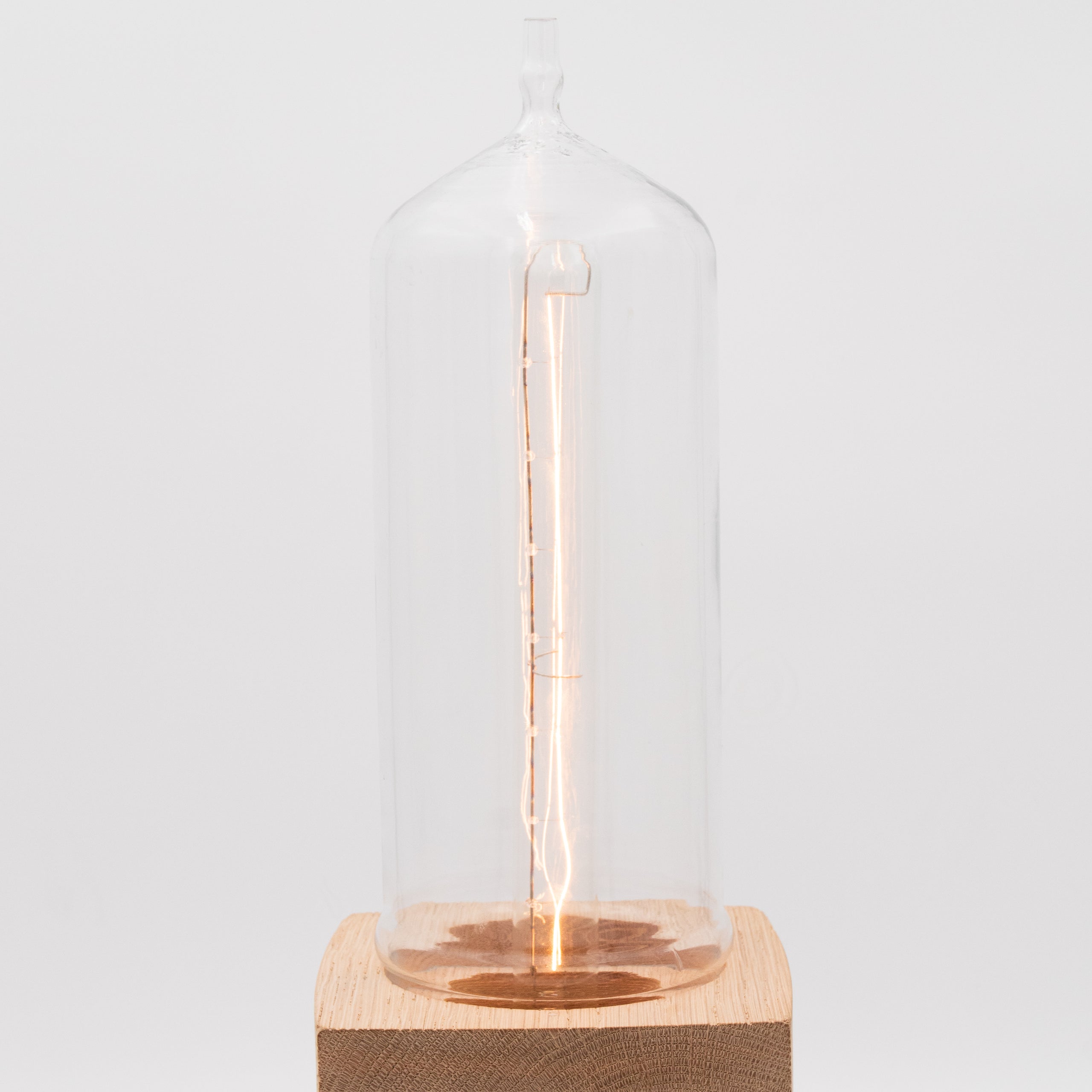 Vintage Lab Glass + Wood Block Base Table Lamp