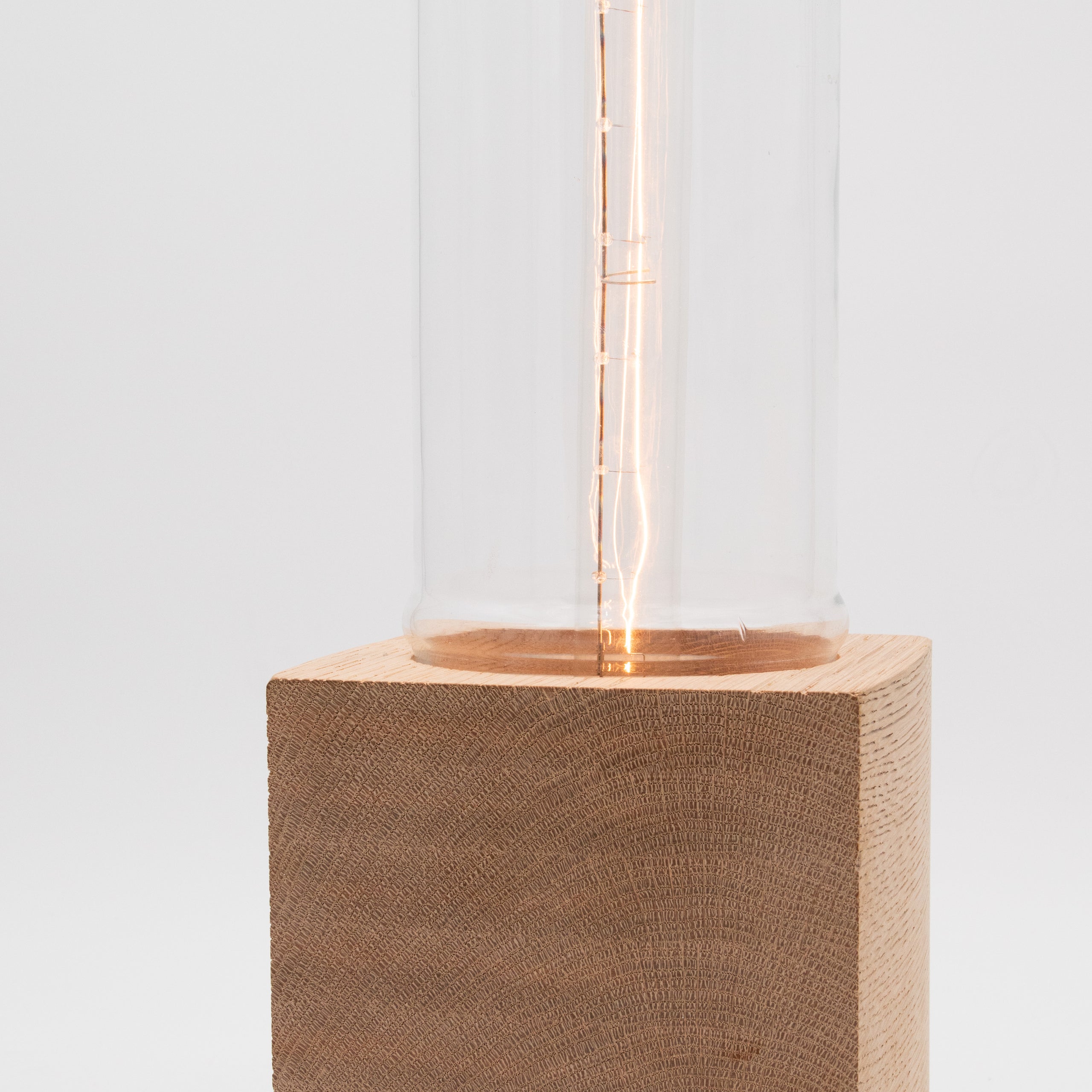Vintage Lab Glass + Wood Block Base Table Lamp