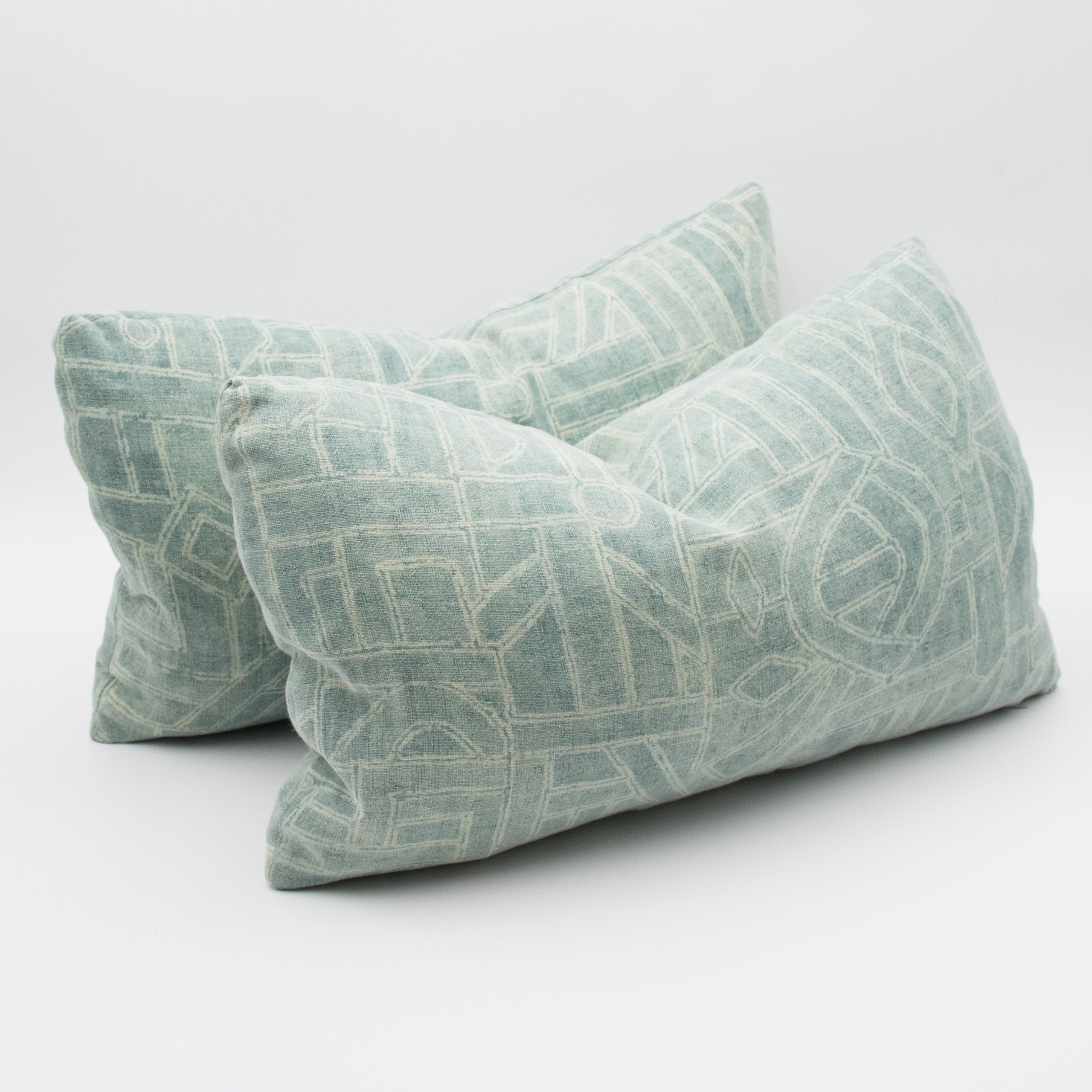 Aquamarine Batik Print Lumbar Pillow