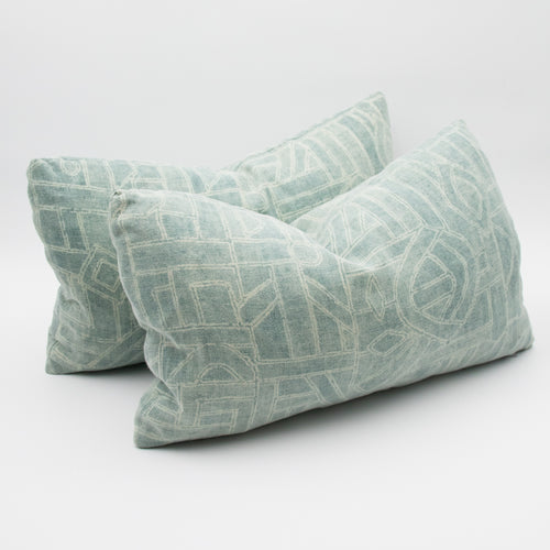 Aquamarine Batik Print Lumbar Pillow
