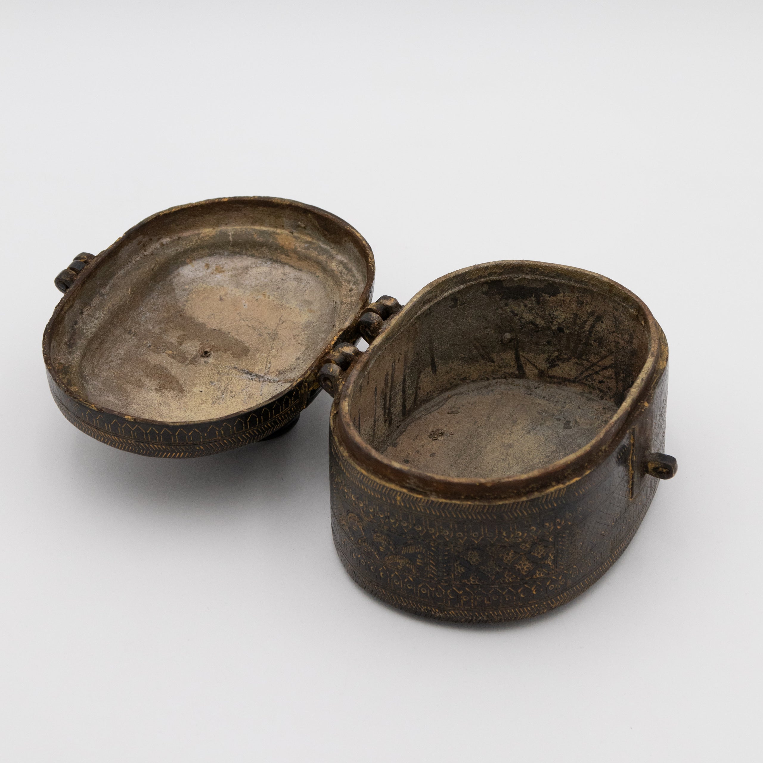 Engraved Blackened Metal Lidded Box