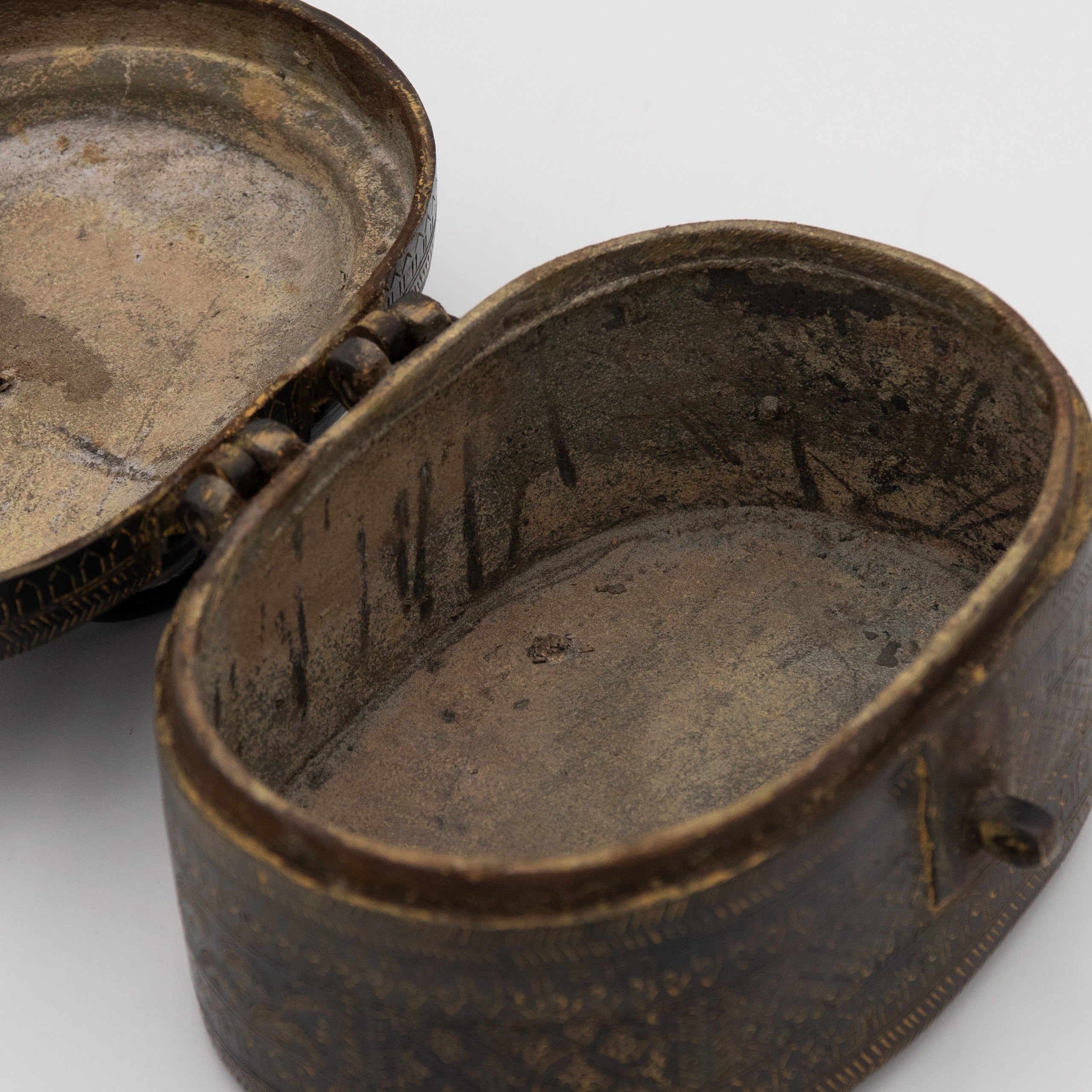 Engraved Blackened Metal Lidded Box