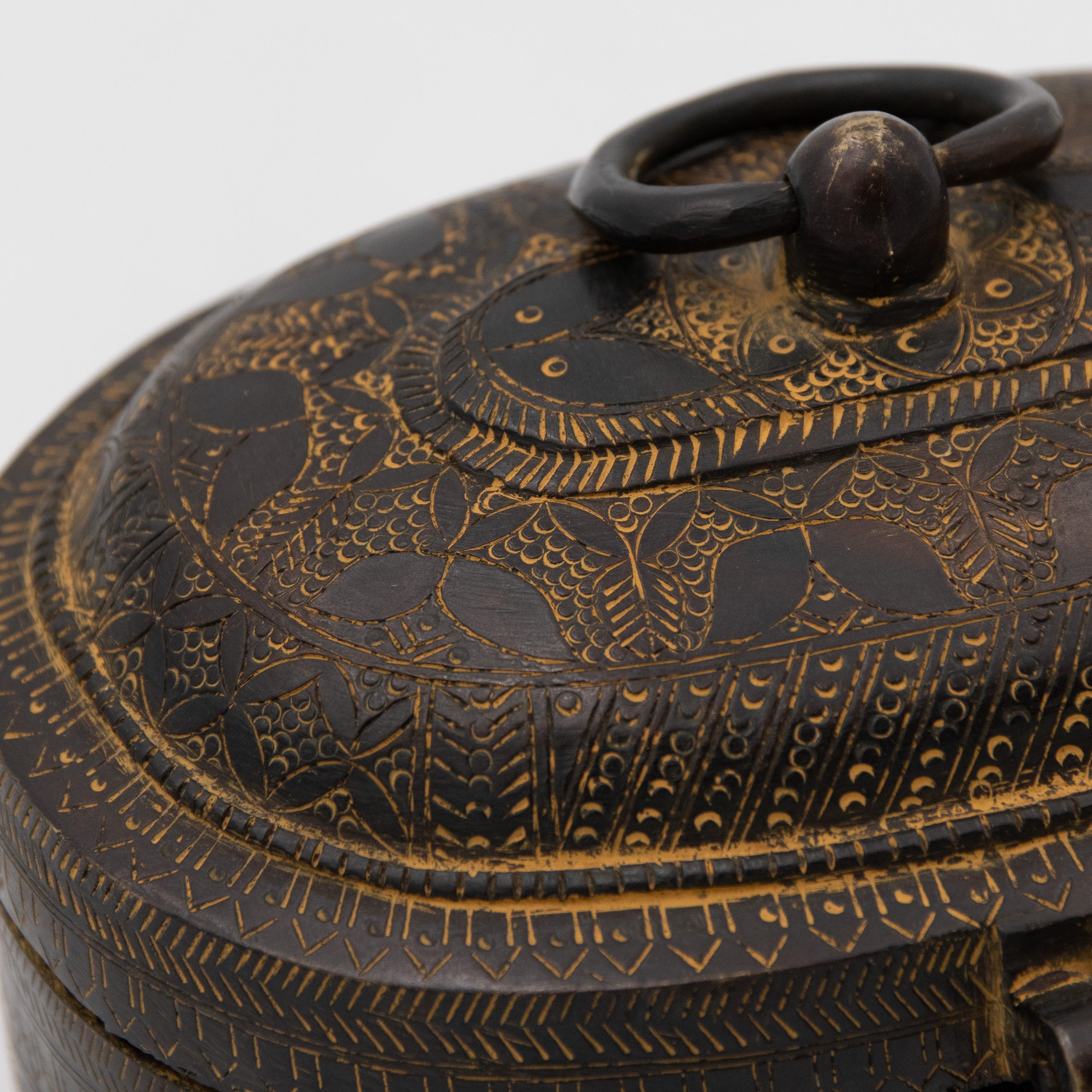 Engraved Blackened Metal Lidded Box