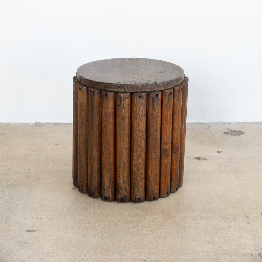 Mid-Century Ribbed Teak Drink Table