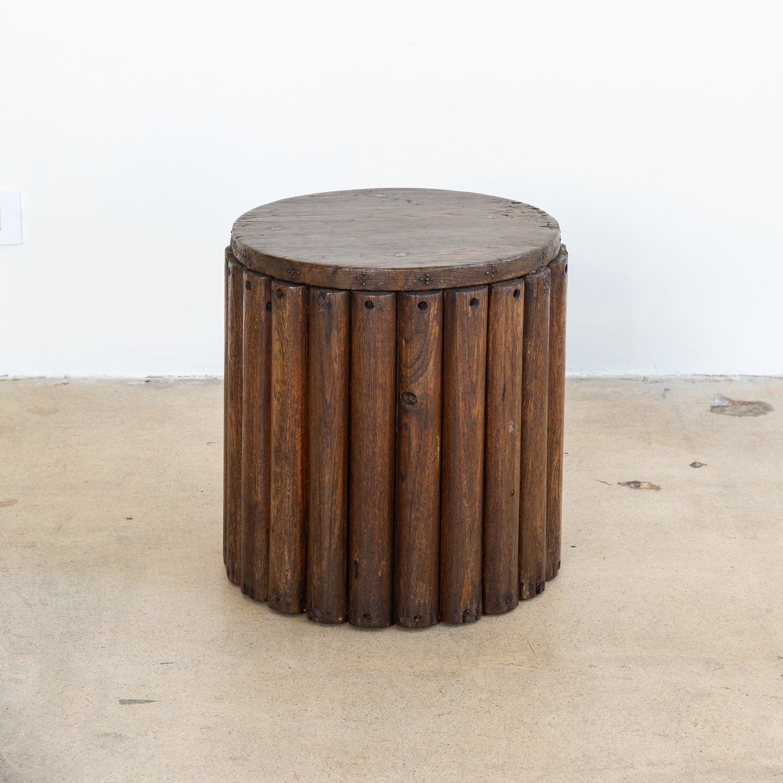 Mid-Century Ribbed Teak Drink Table