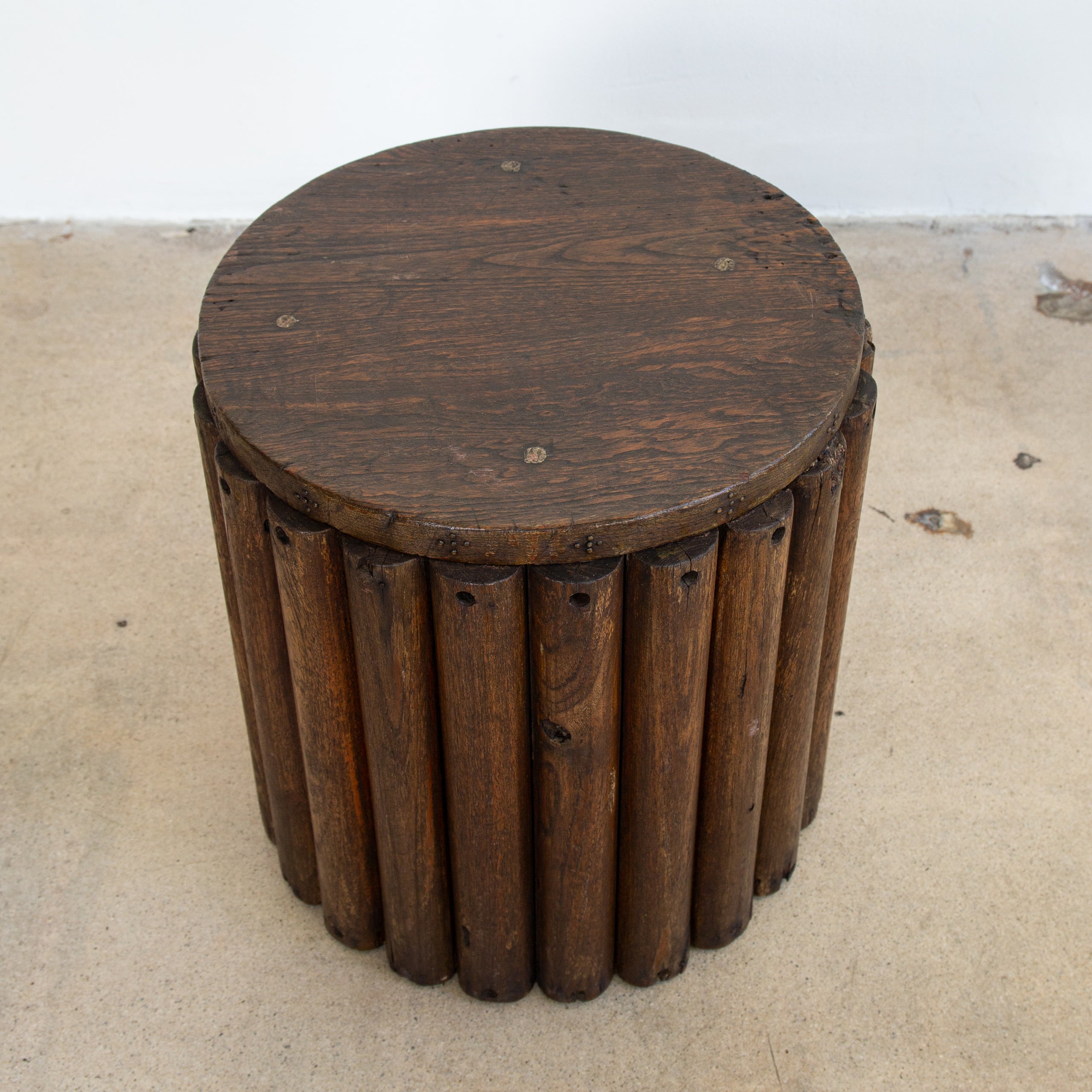 Mid-Century Ribbed Teak Drink Table