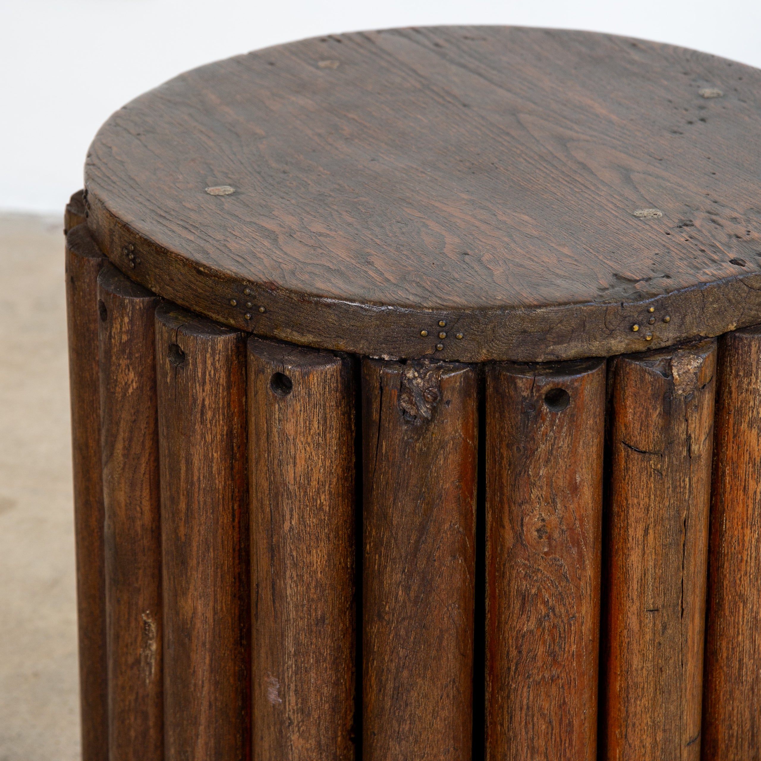 Mid-Century Ribbed Teak Drink Table