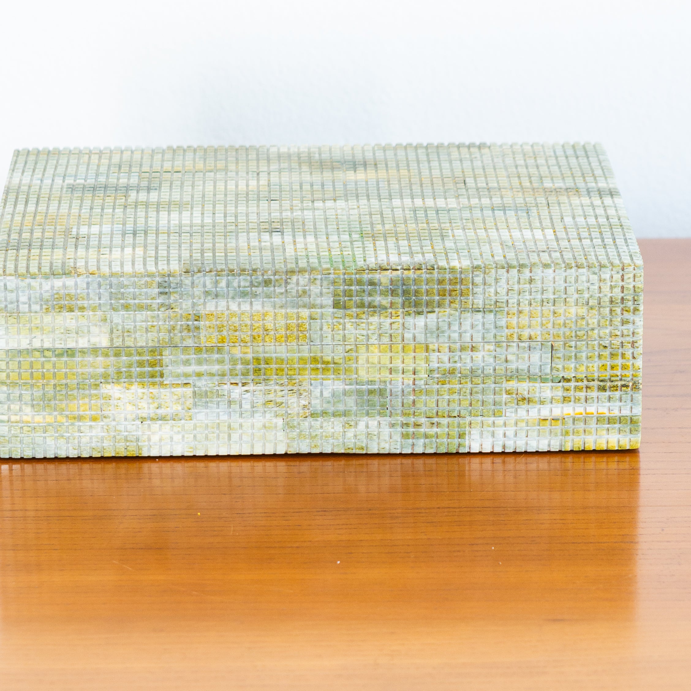 Medium Tessellated Green Bone Box