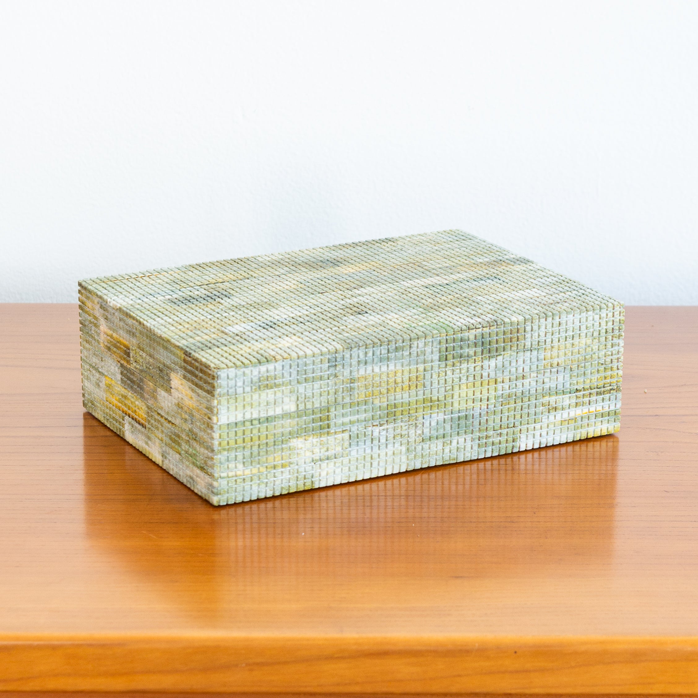 Medium Tessellated Green Bone Box