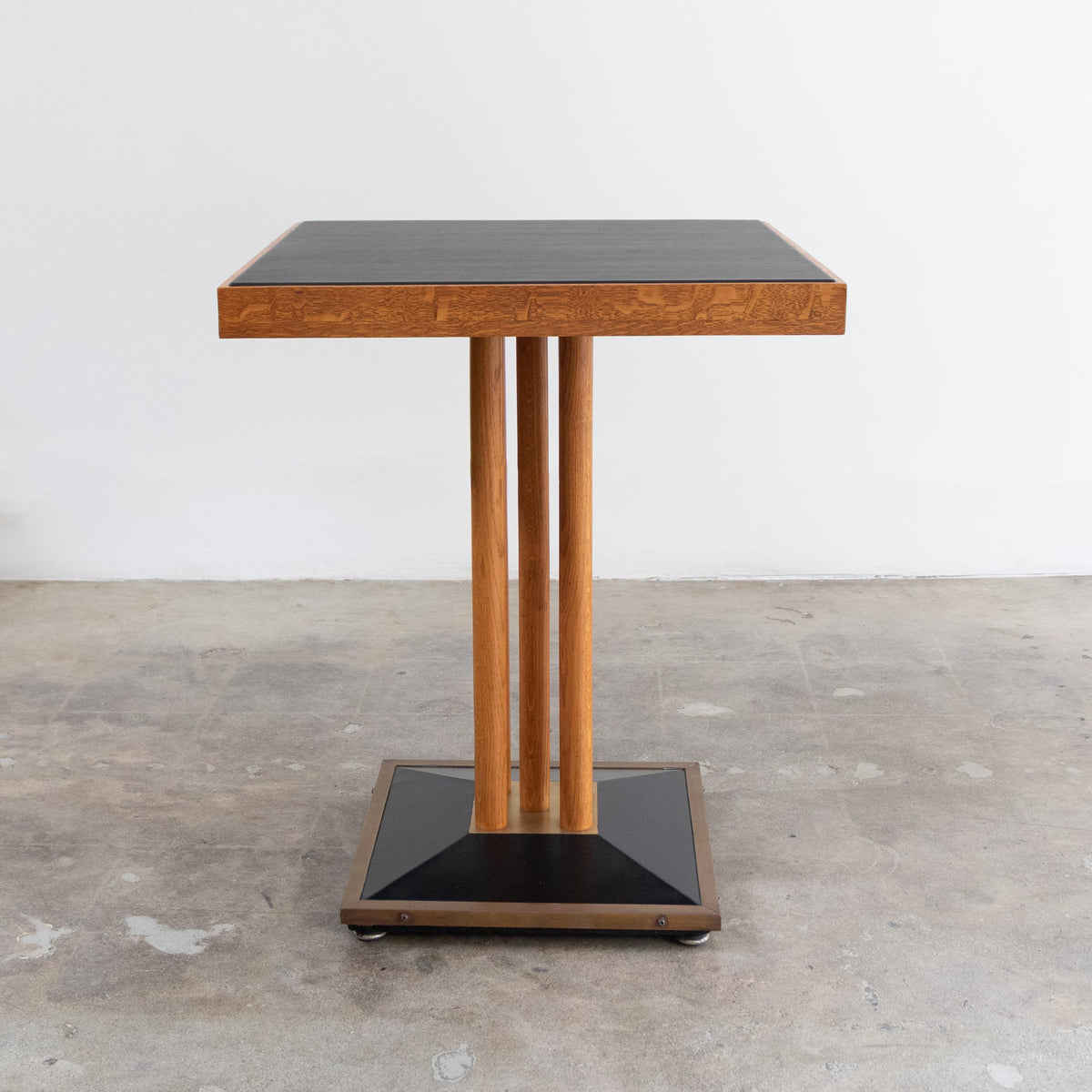 Leather + Wood + Brass Side Table