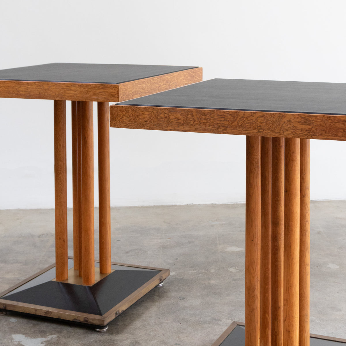 Leather + Wood + Brass Side Table
