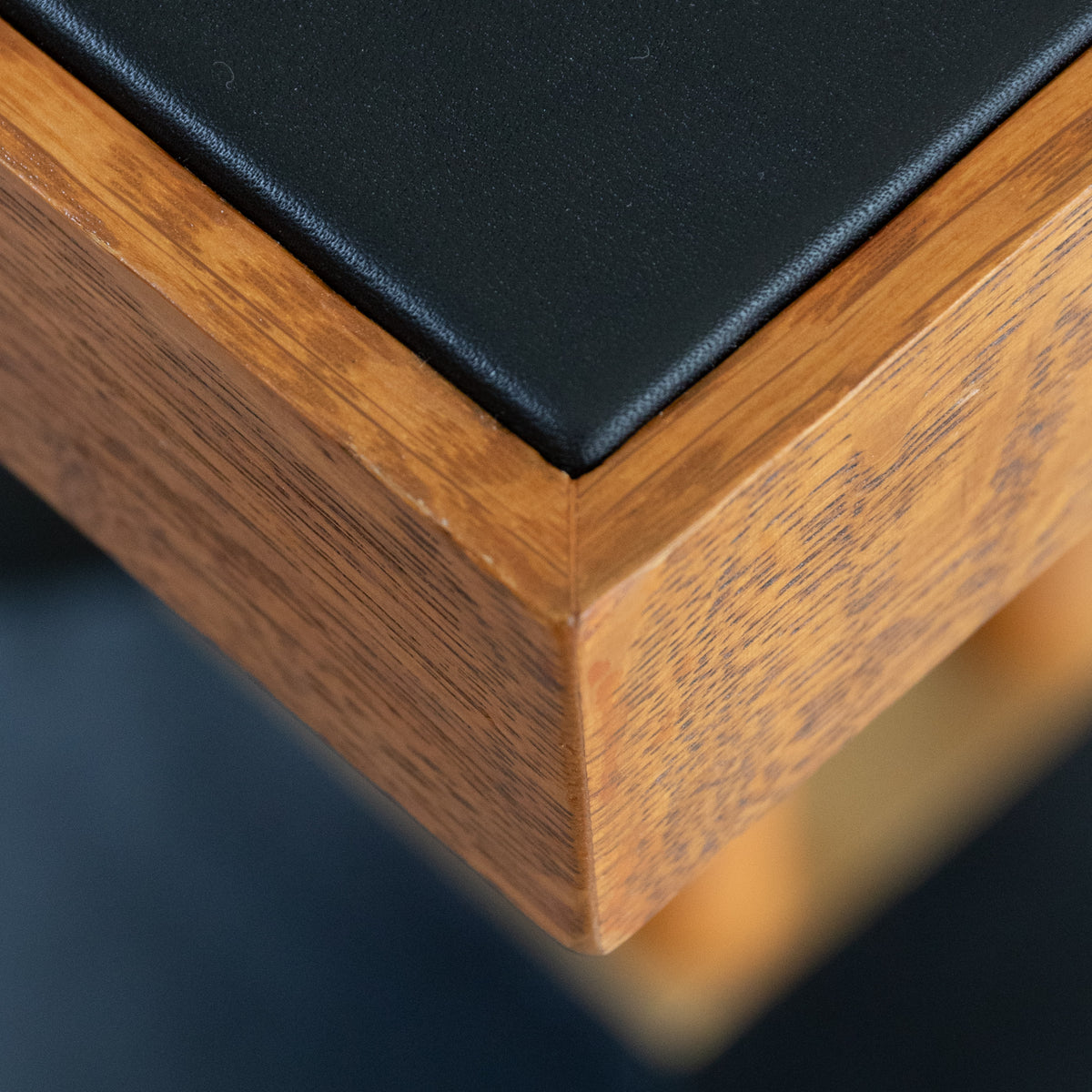 Leather + Wood + Brass Side Table