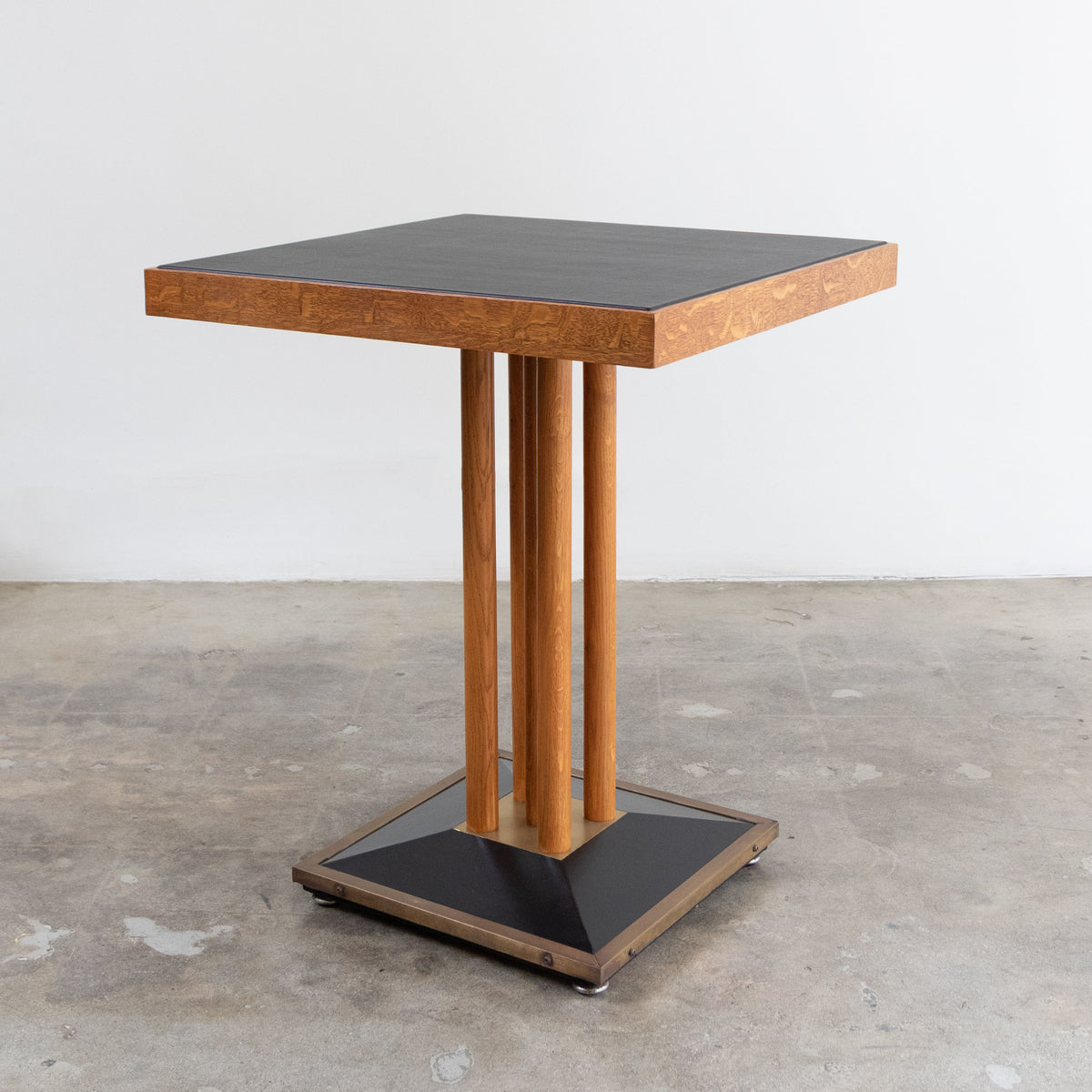 Leather + Wood + Brass Side Table