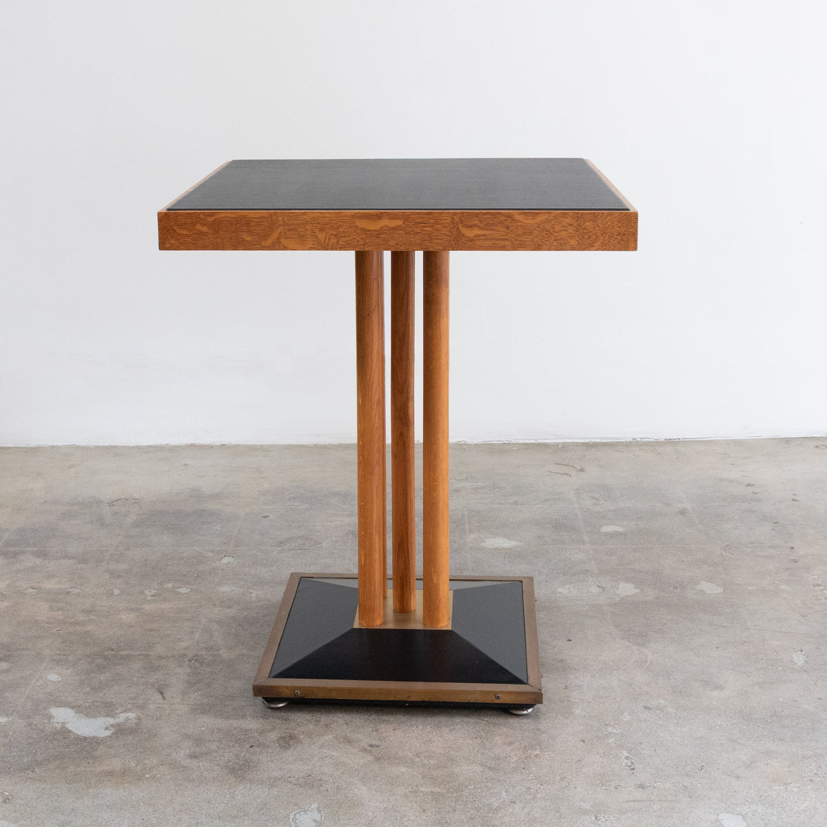 Leather + Wood + Brass Side Table