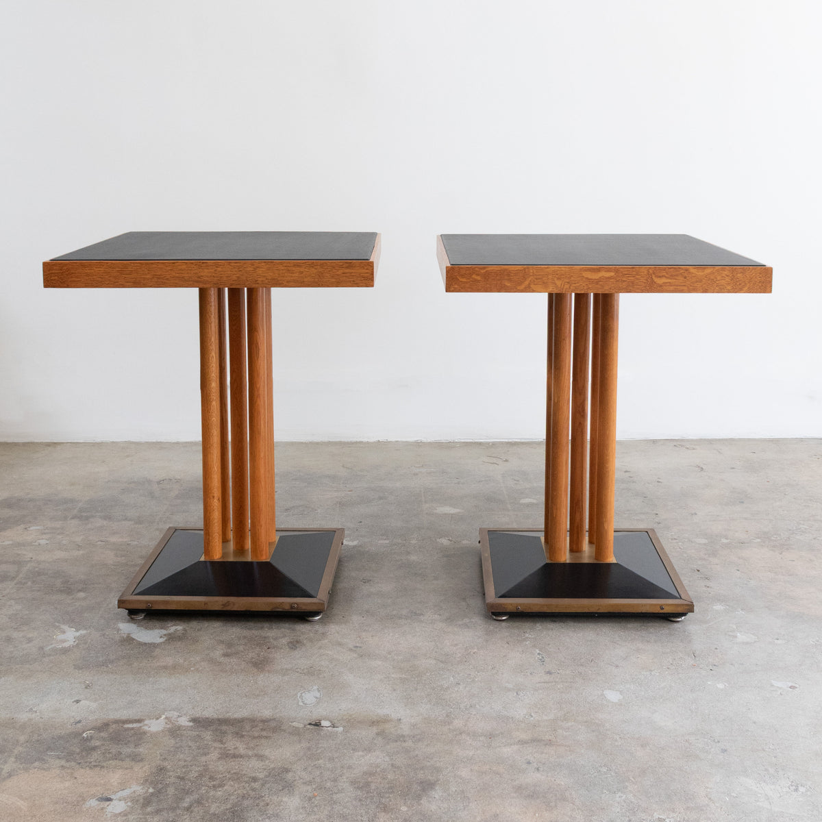Leather + Wood + Brass Side Table