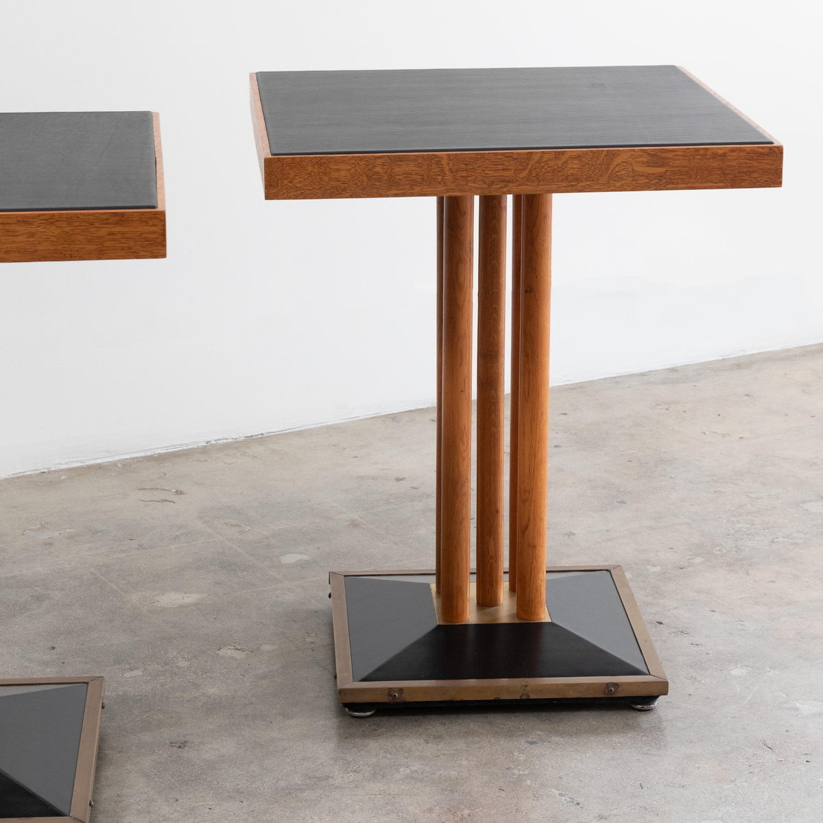 Leather + Wood + Brass Side Table