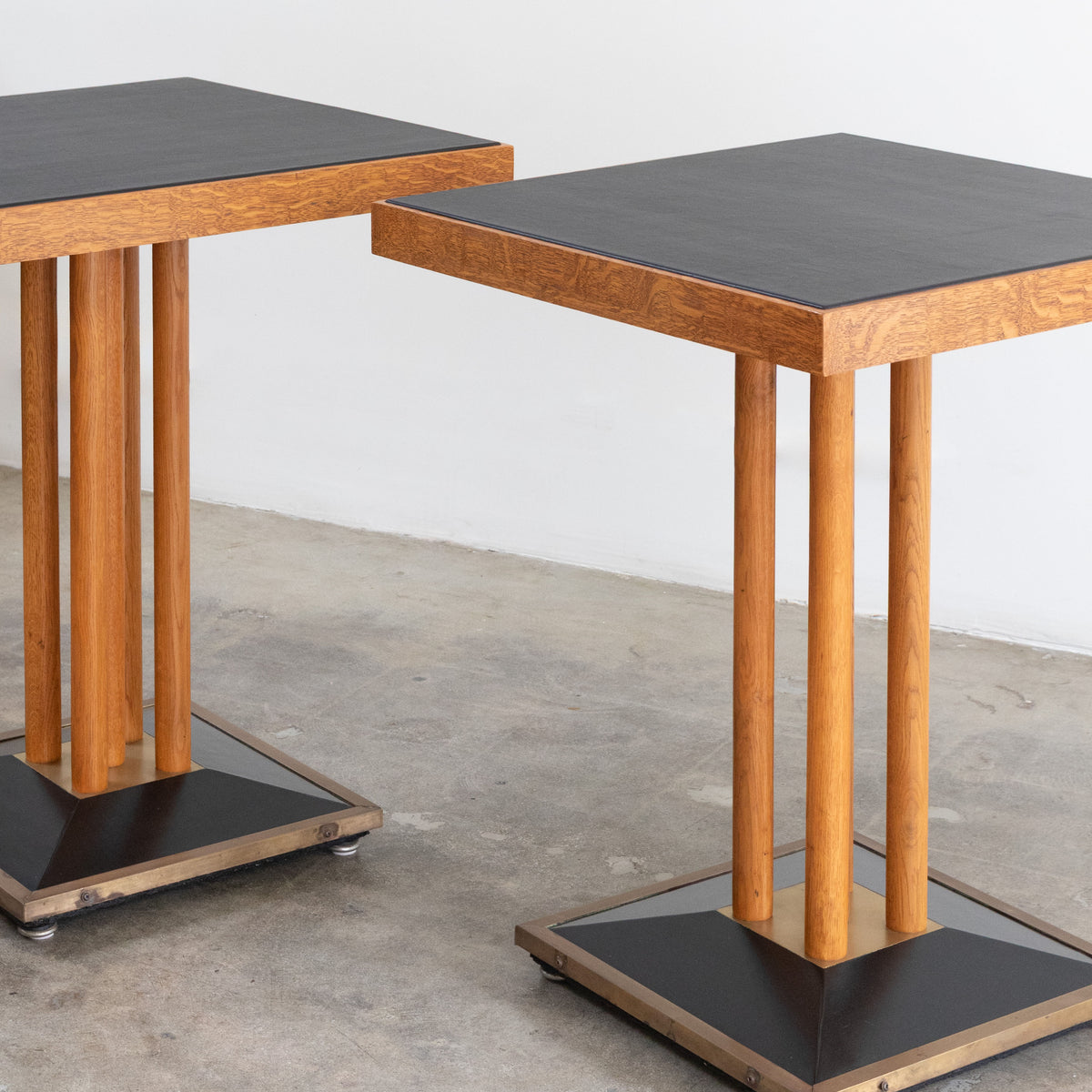 Leather + Wood + Brass Side Table