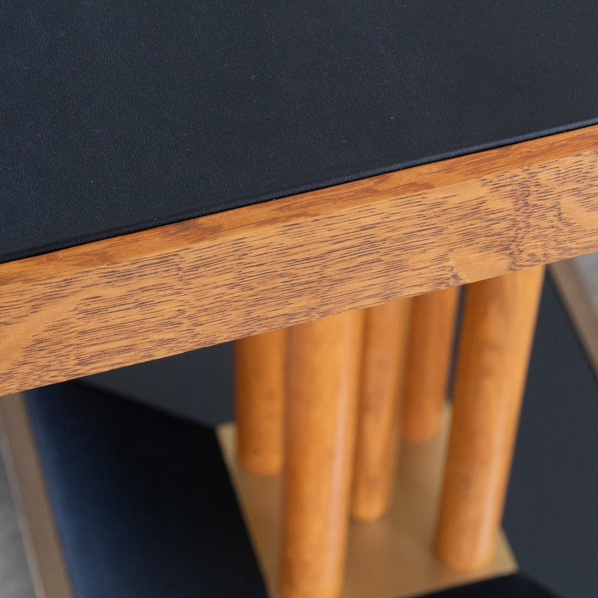 Leather + Wood + Brass Side Table