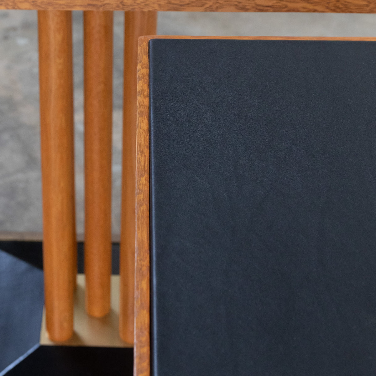 Leather + Wood + Brass Side Table