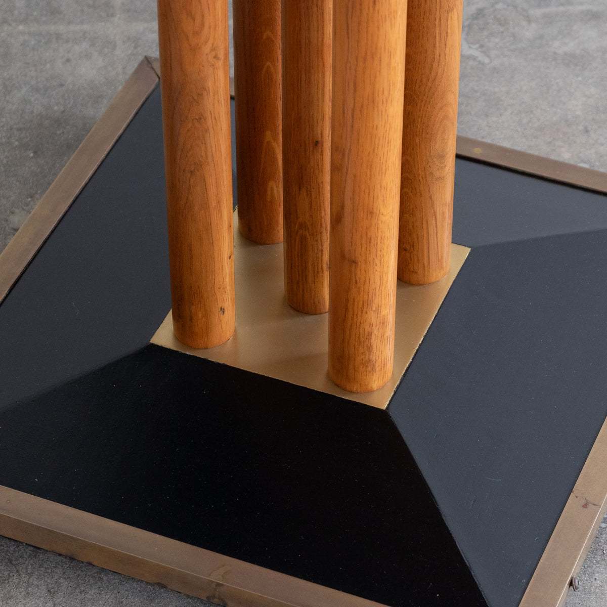 Leather + Wood + Brass Side Table