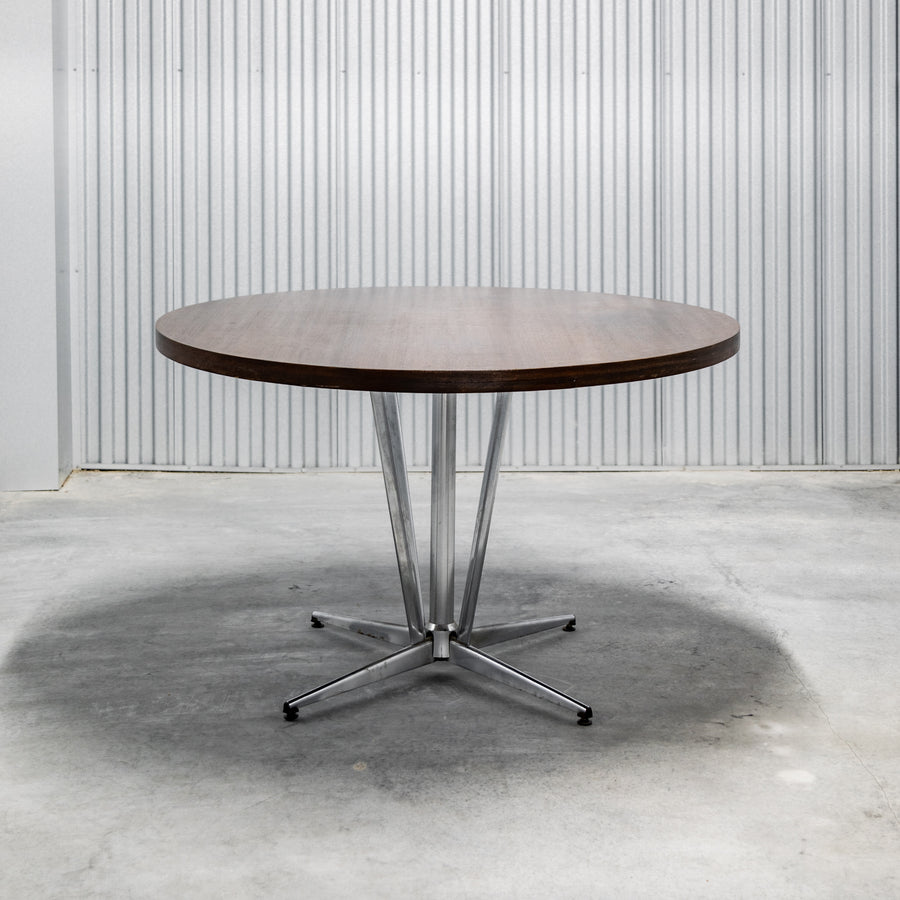 Walnut & Chrome Round Dining Table