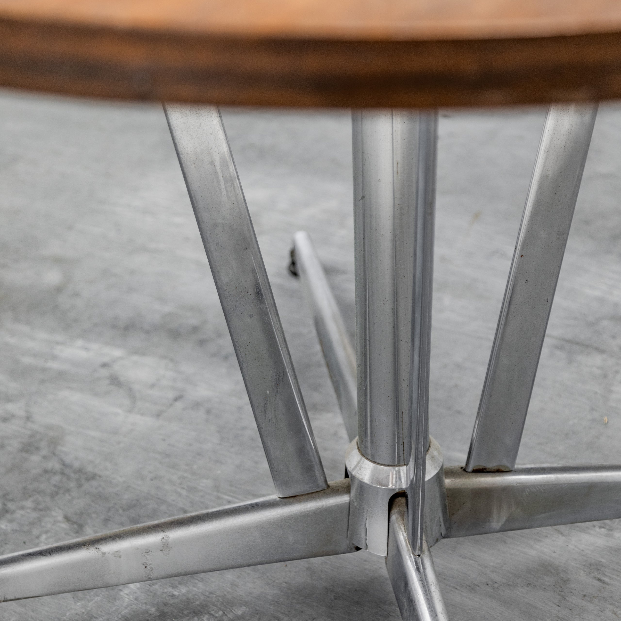 Walnut & Chrome Round Dining Table