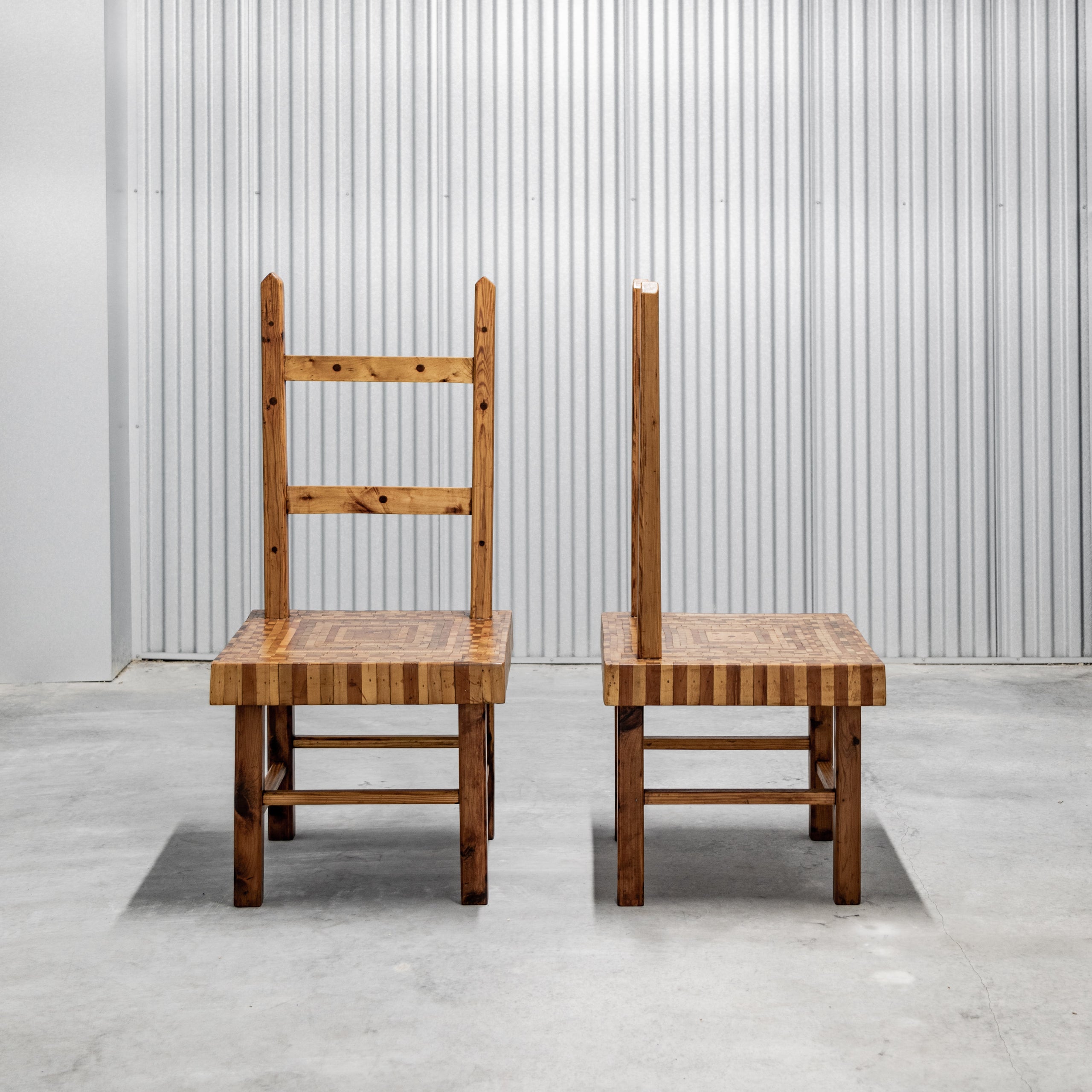 American Folk Art Marquetry Chairs