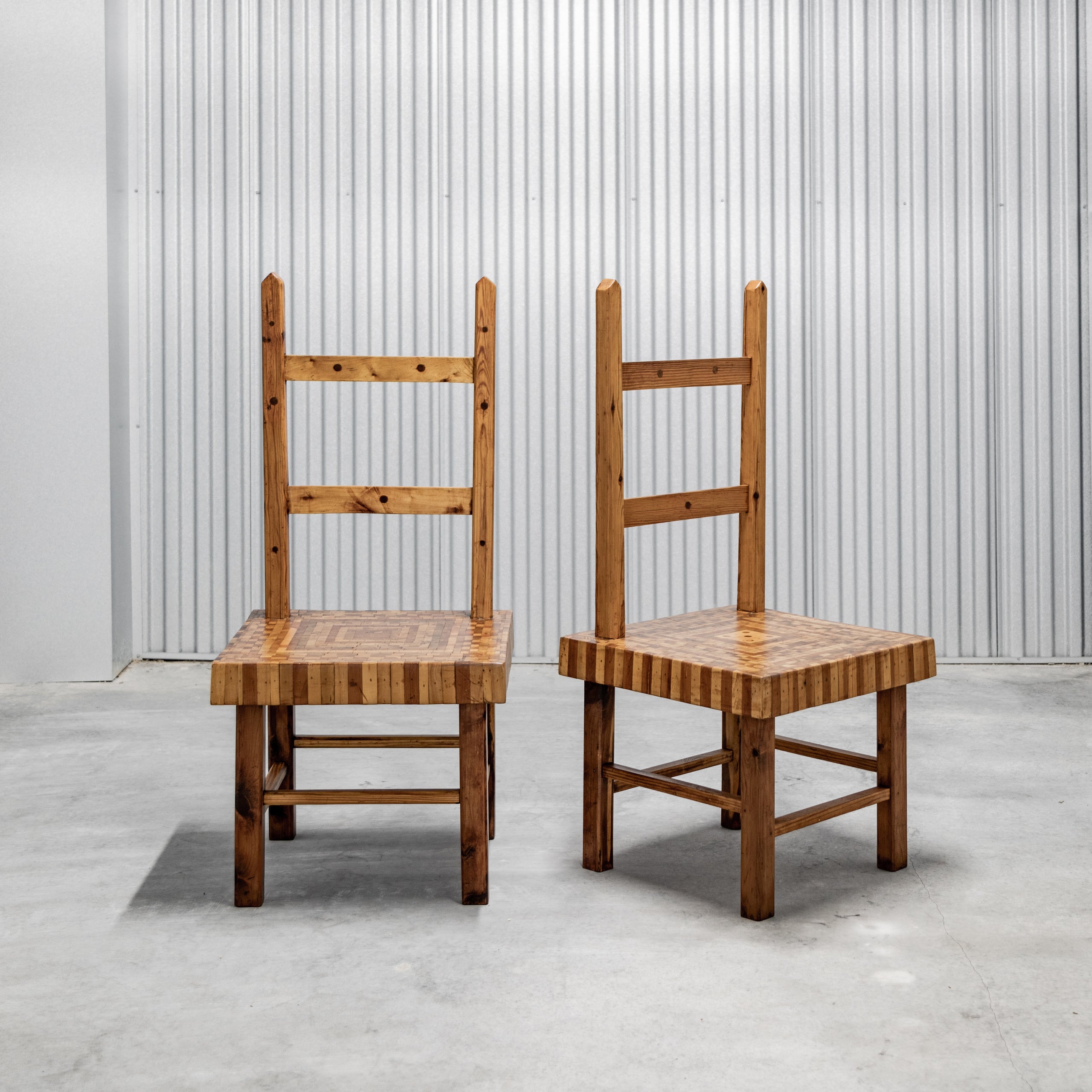 American Folk Art Marquetry Chairs