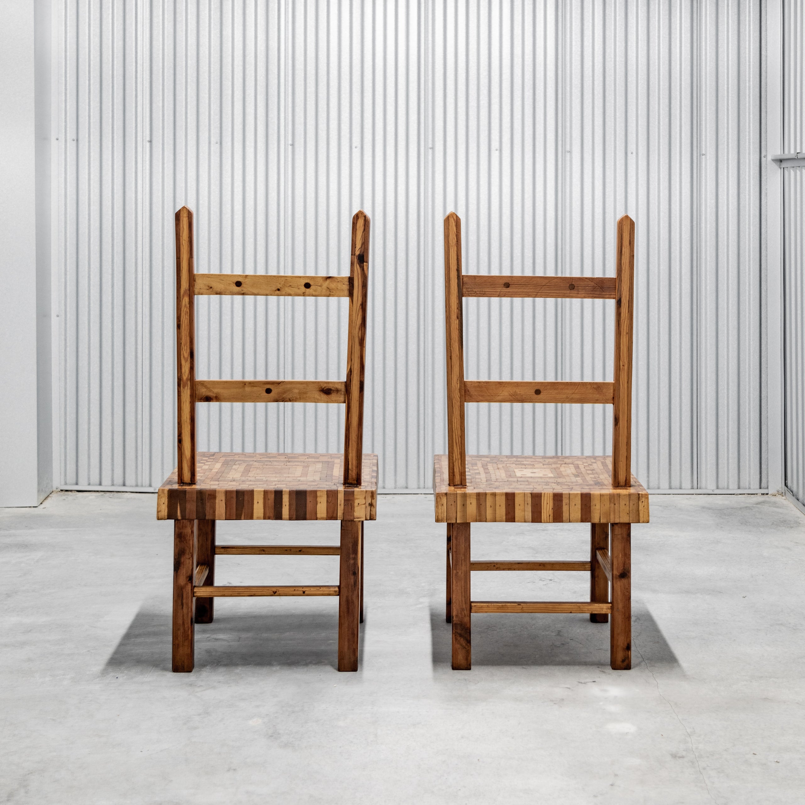 American Folk Art Marquetry Chairs