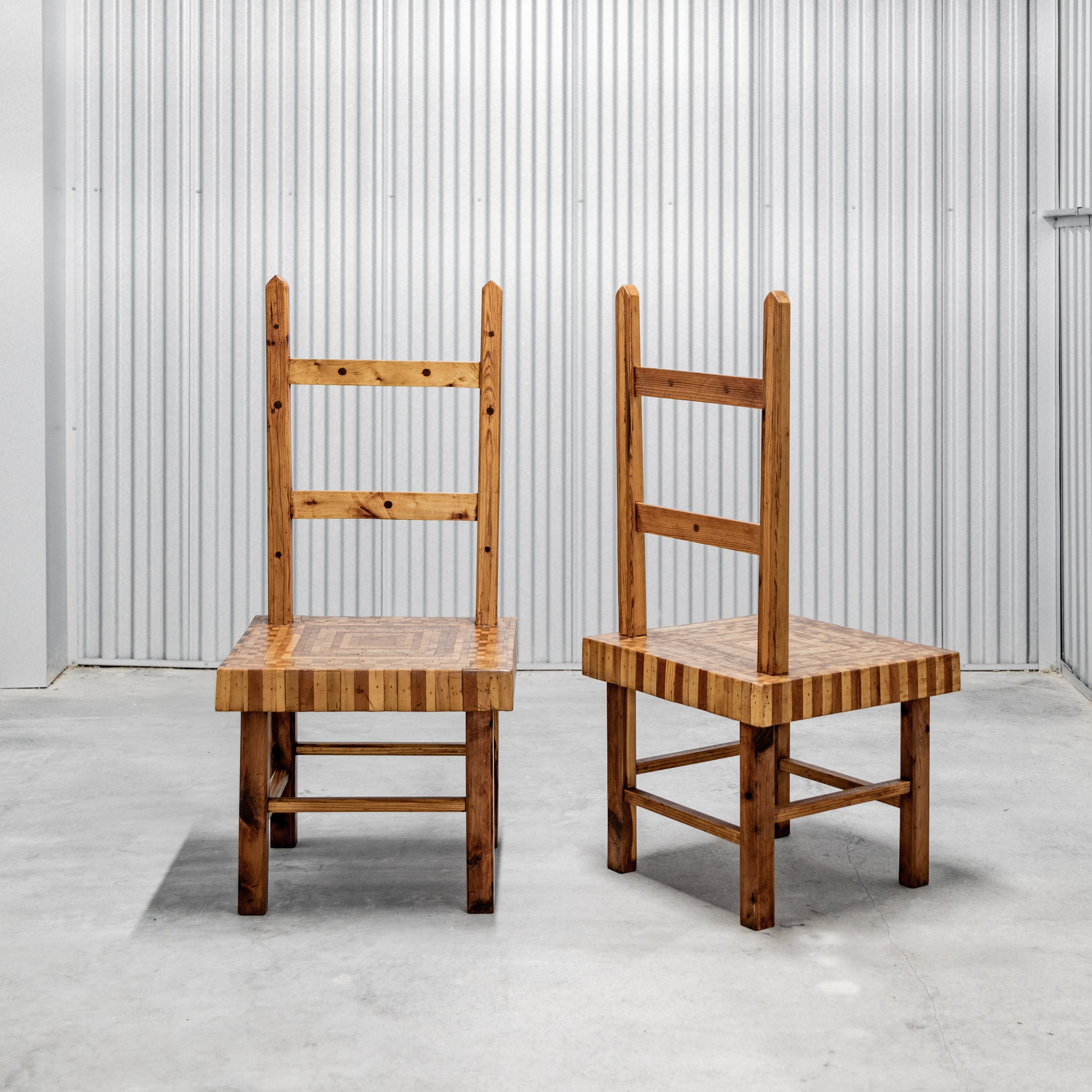 American Folk Art Marquetry Chairs