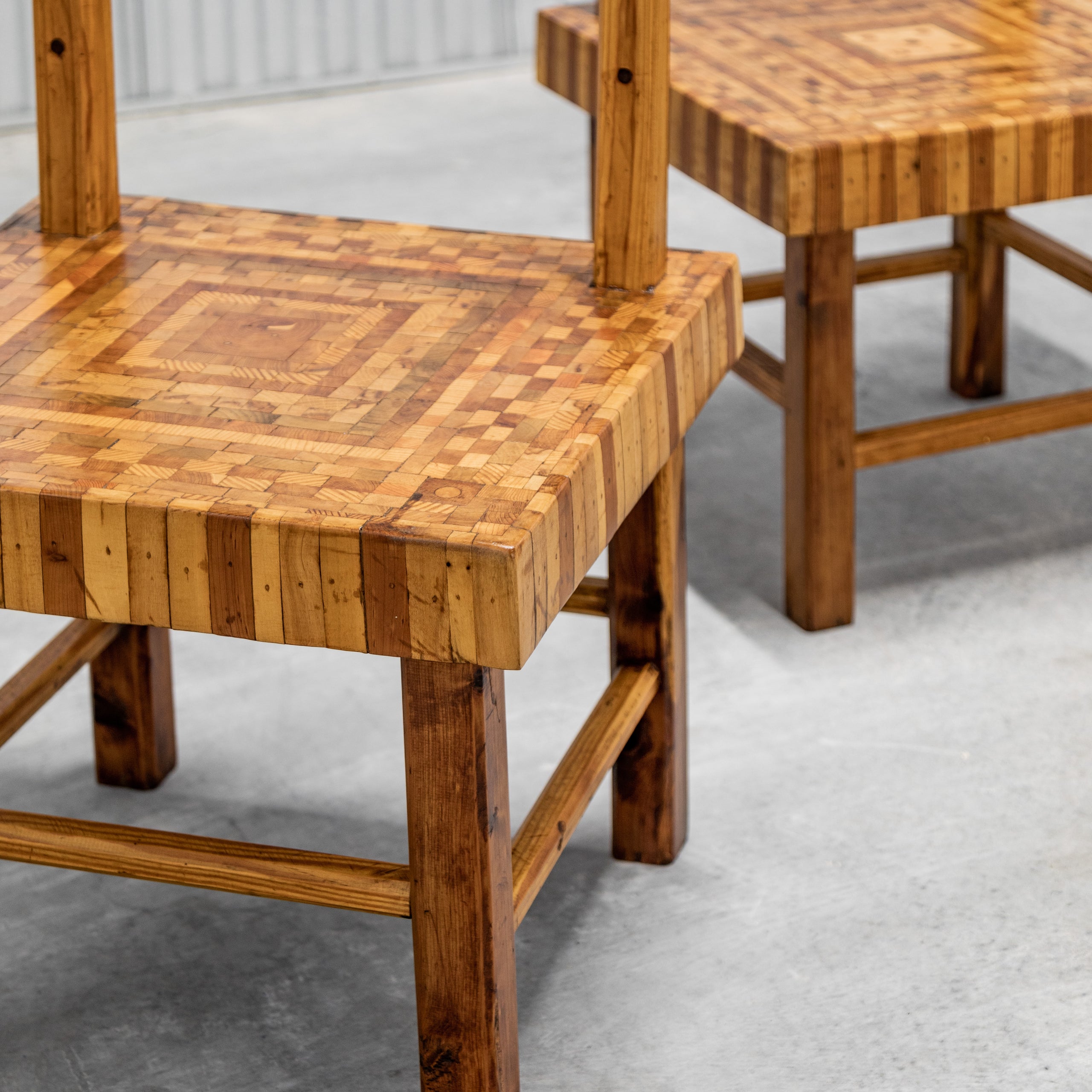 American Folk Art Marquetry Chairs