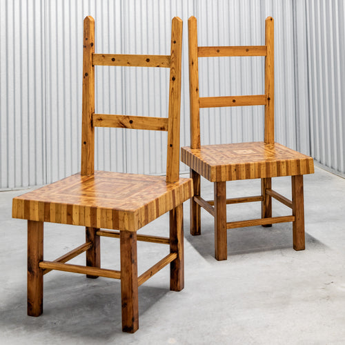 American Folk Art Marquetry Chairs