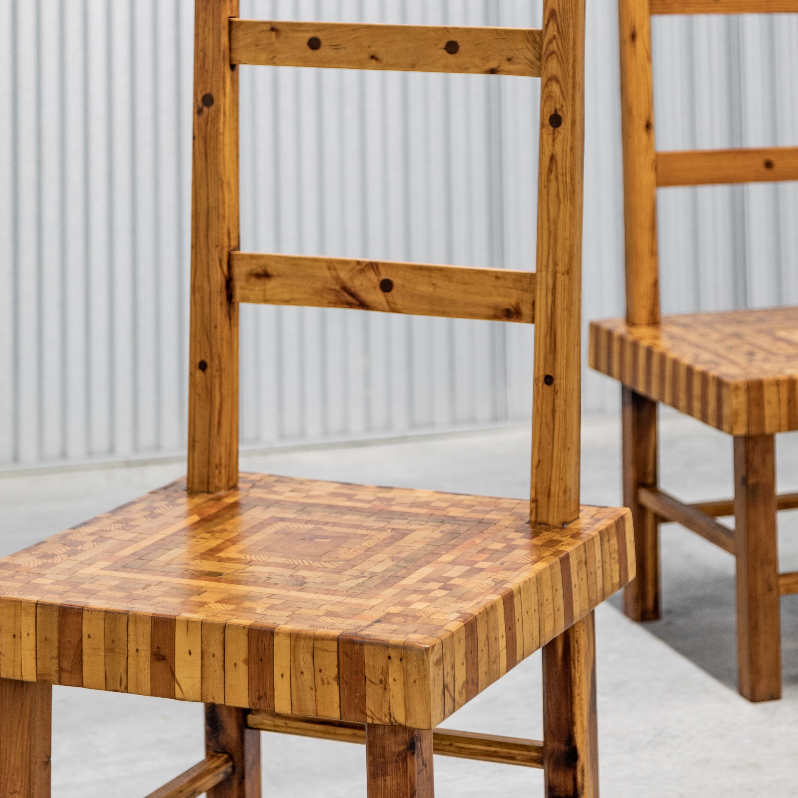 American Folk Art Marquetry Chairs