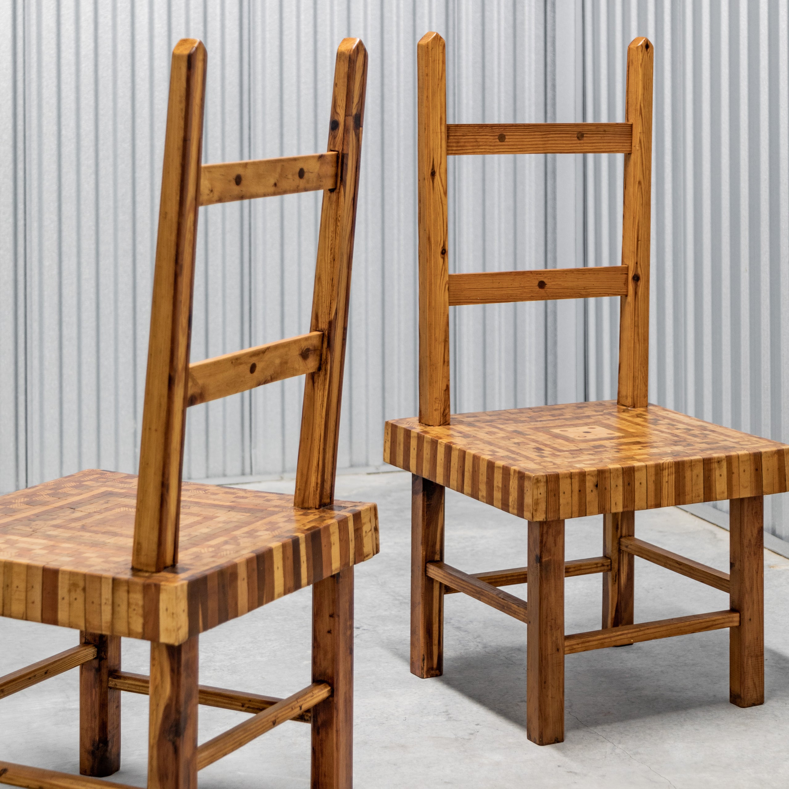 American Folk Art Marquetry Chairs