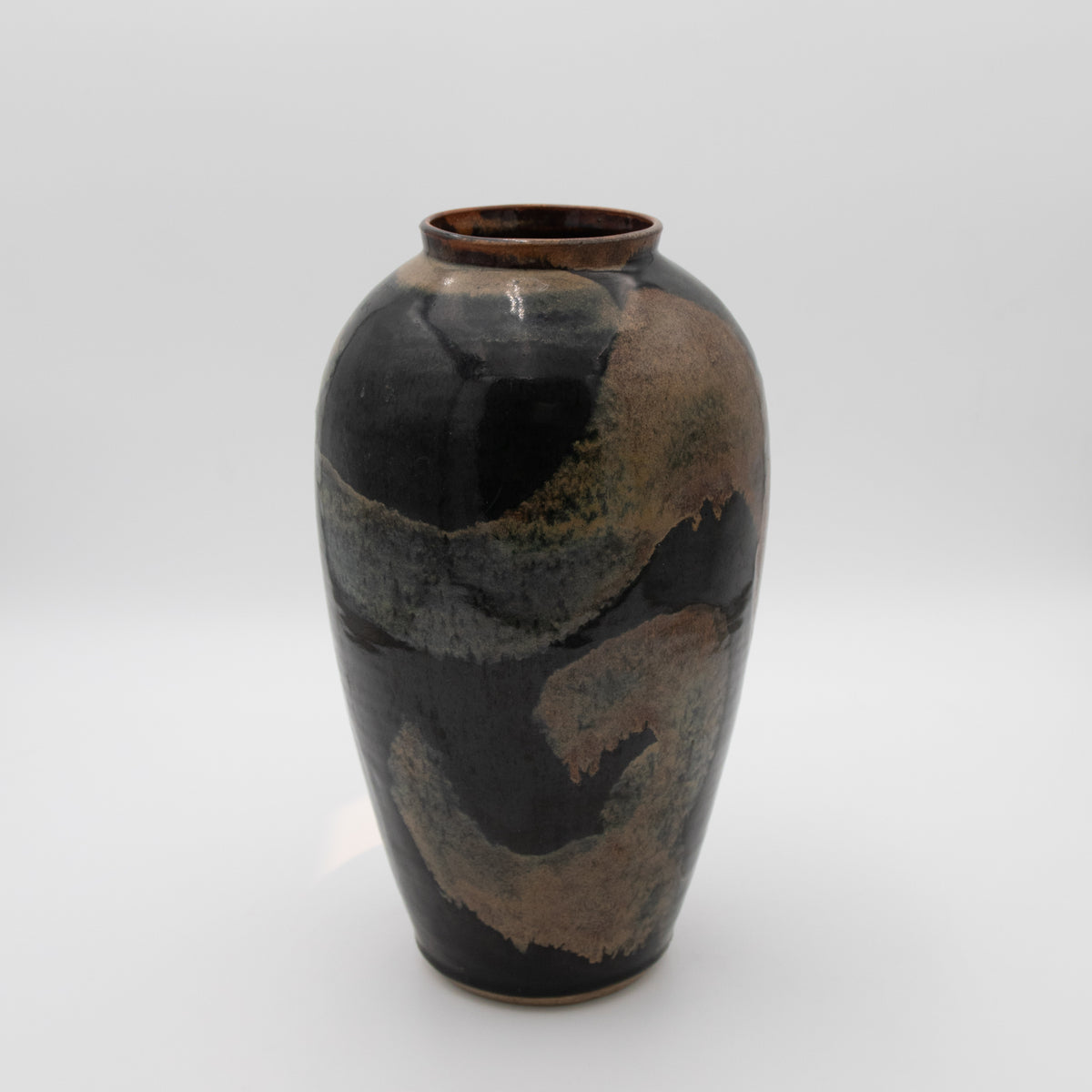 Deep Umber Glazed Ceramic Vase