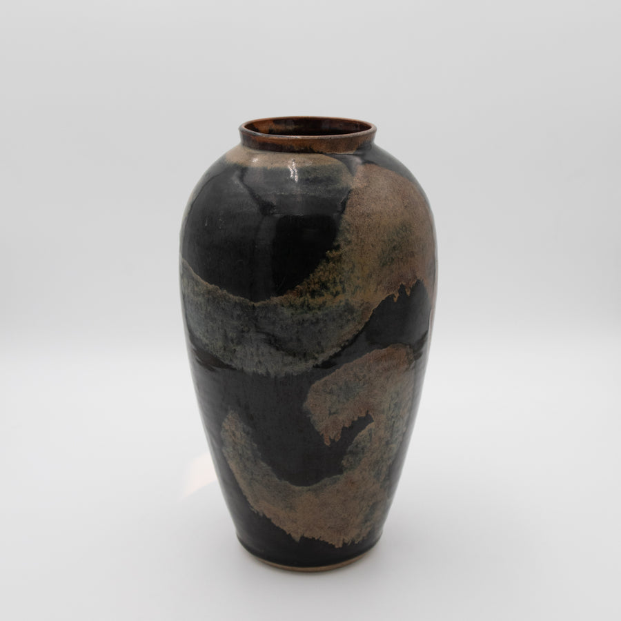 Deep Umber Glazed Ceramic Vase