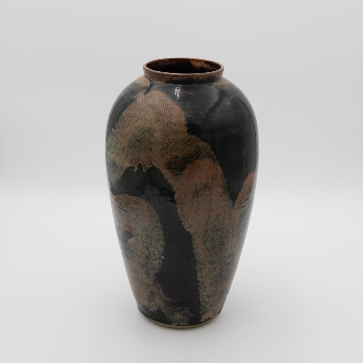 Deep Umber Glazed Ceramic Vase
