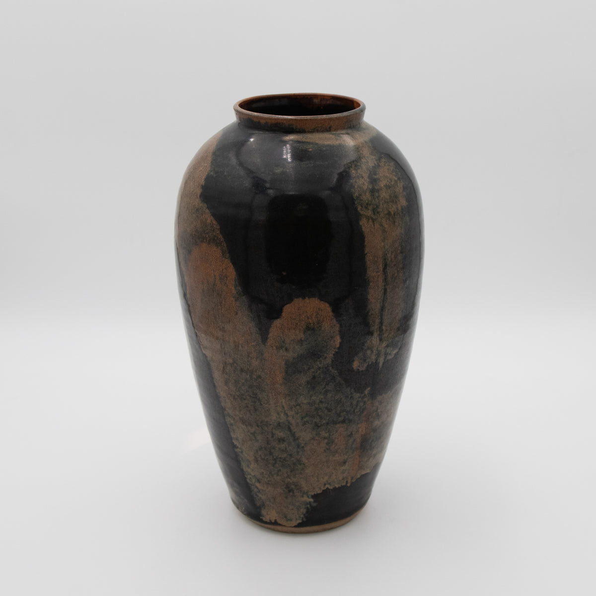 Deep Umber Glazed Ceramic Vase