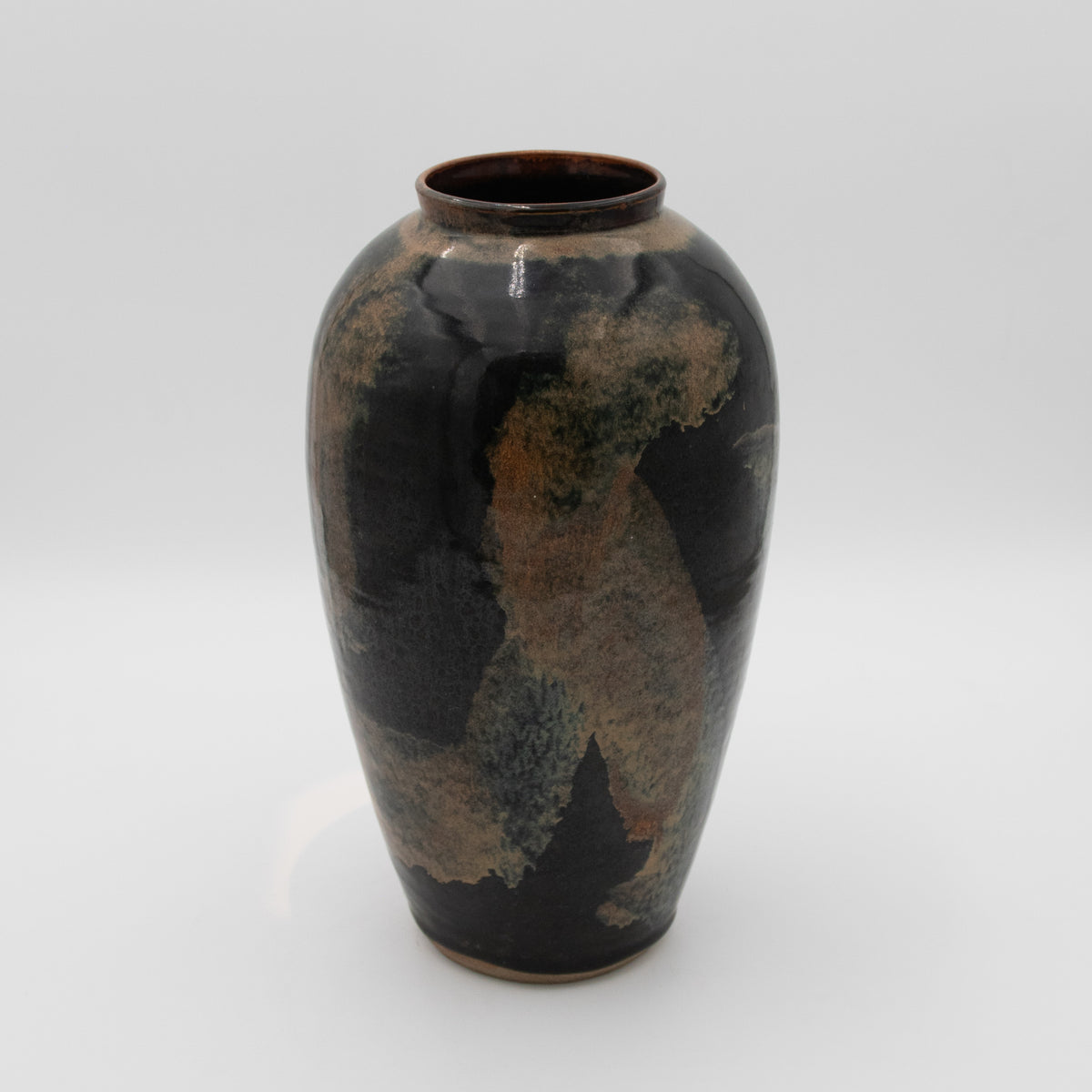 Deep Umber Glazed Ceramic Vase