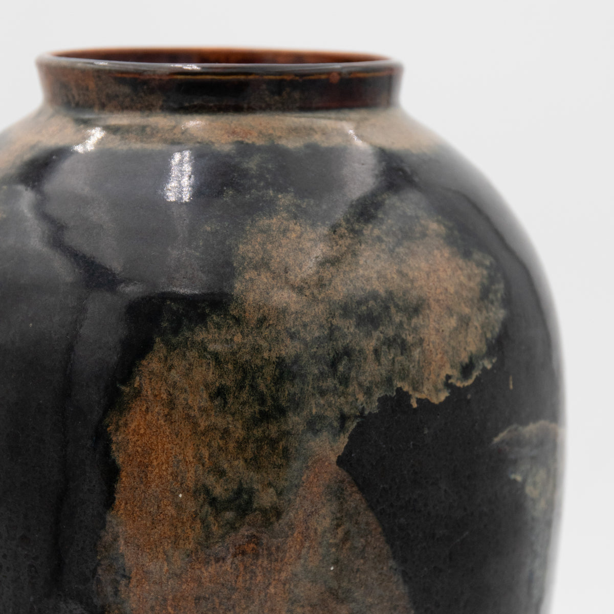 Deep Umber Glazed Ceramic Vase