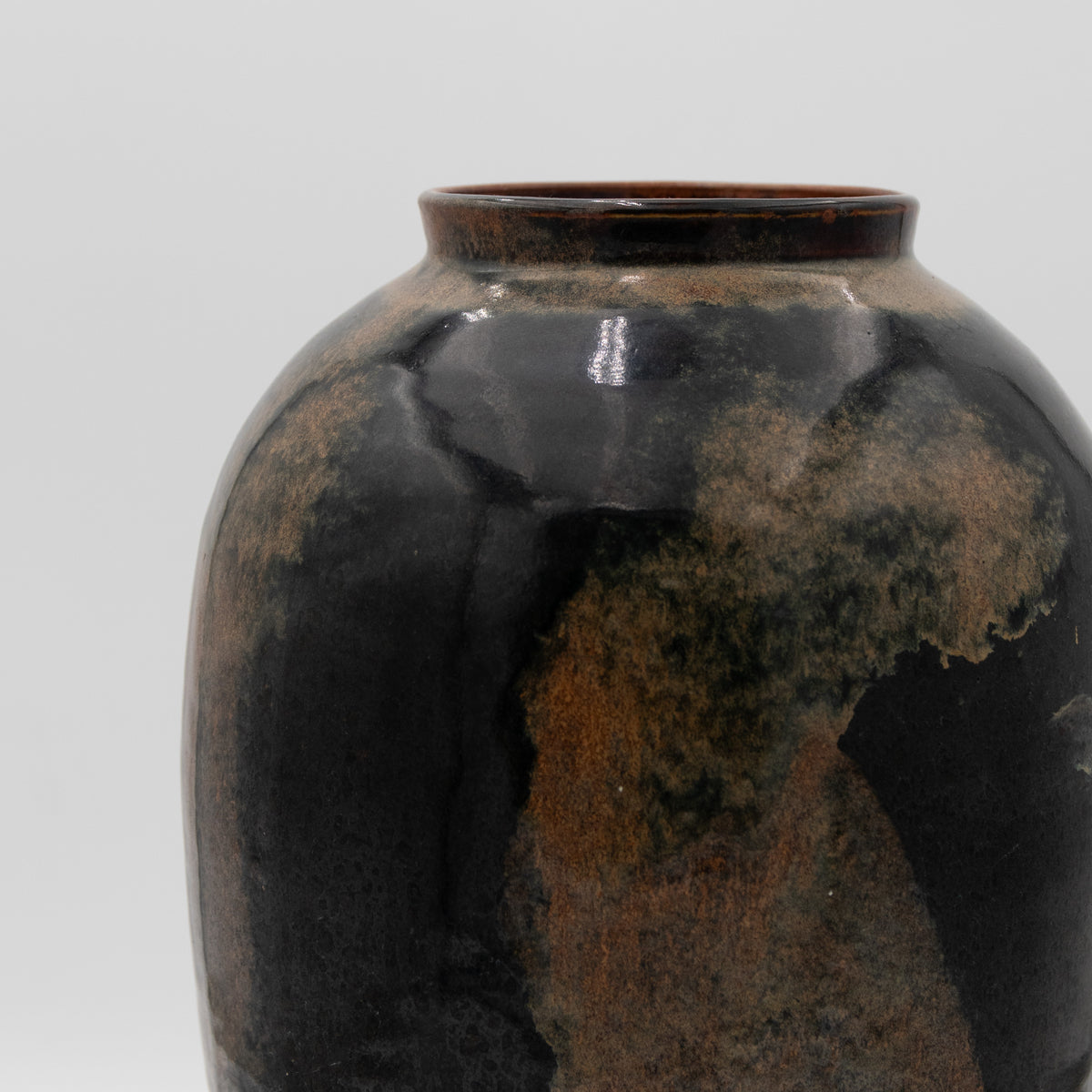 Deep Umber Glazed Ceramic Vase