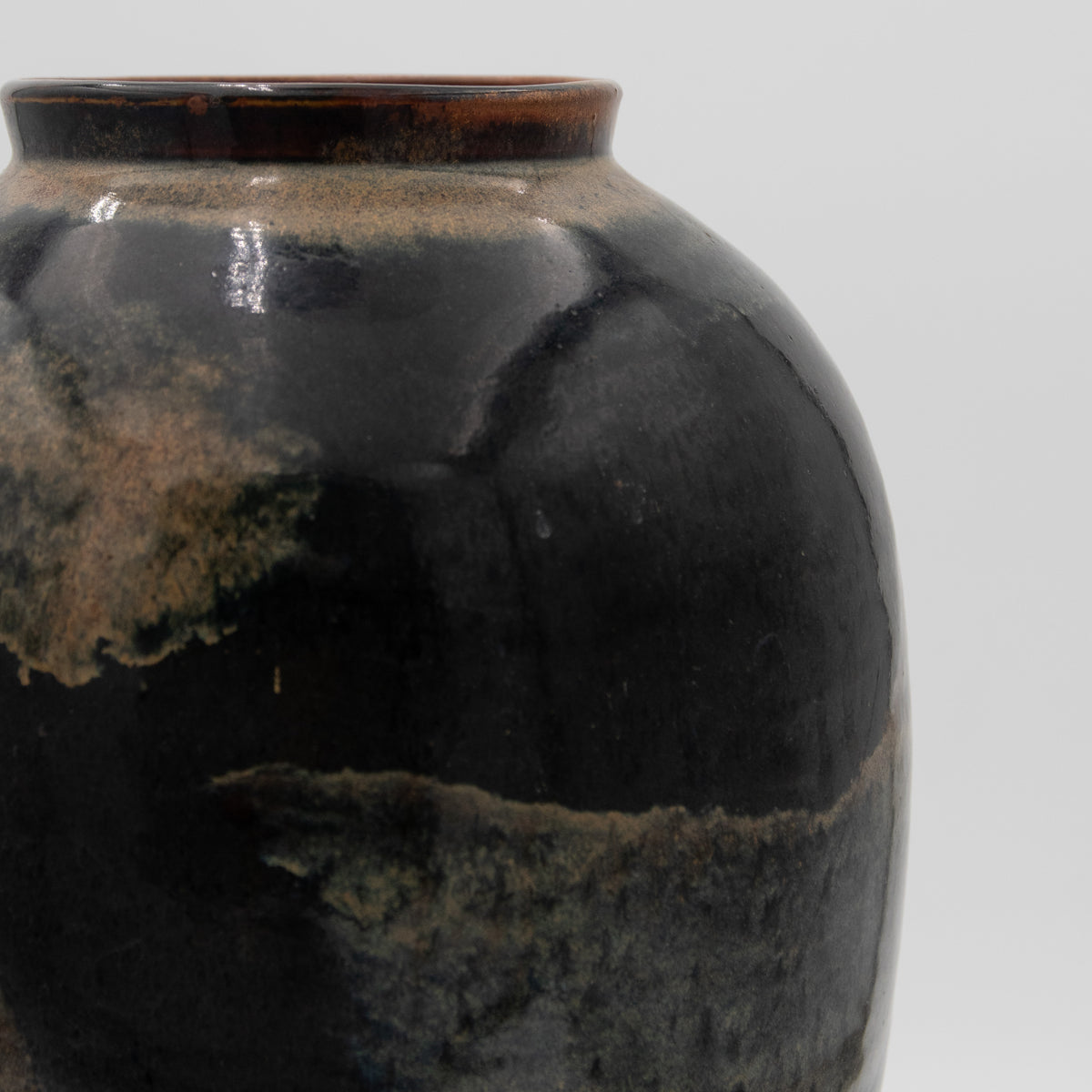 Deep Umber Glazed Ceramic Vase