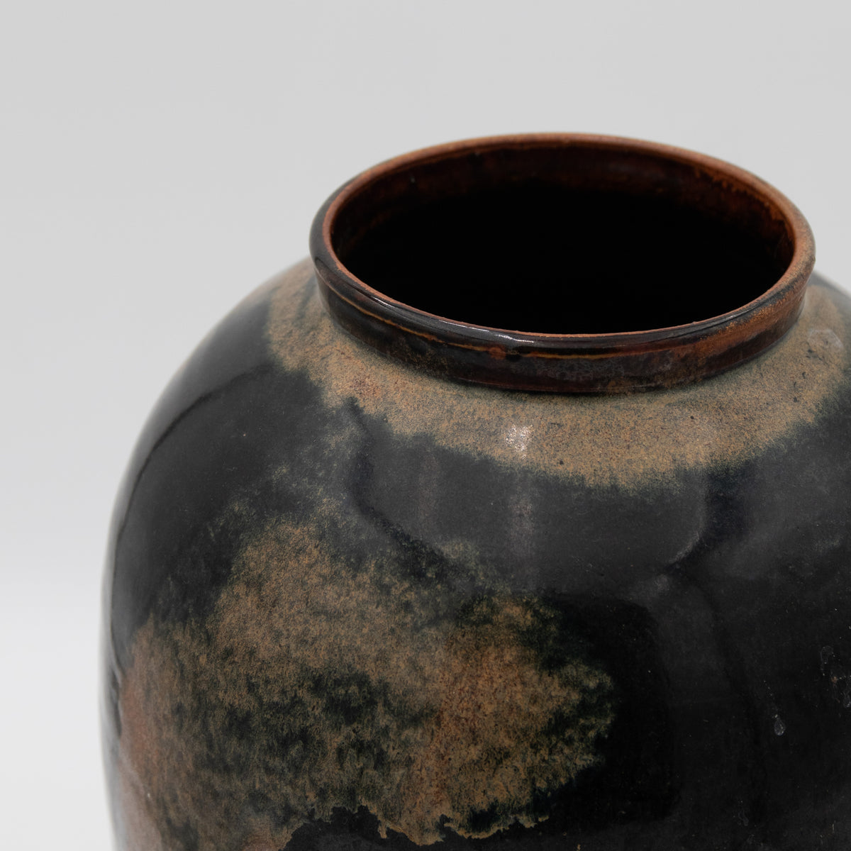 Deep Umber Glazed Ceramic Vase