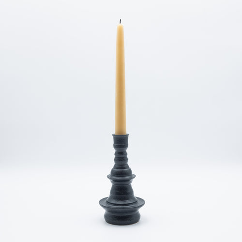 Alkimia Stoneware | Matte Black Stoneware Candlestick