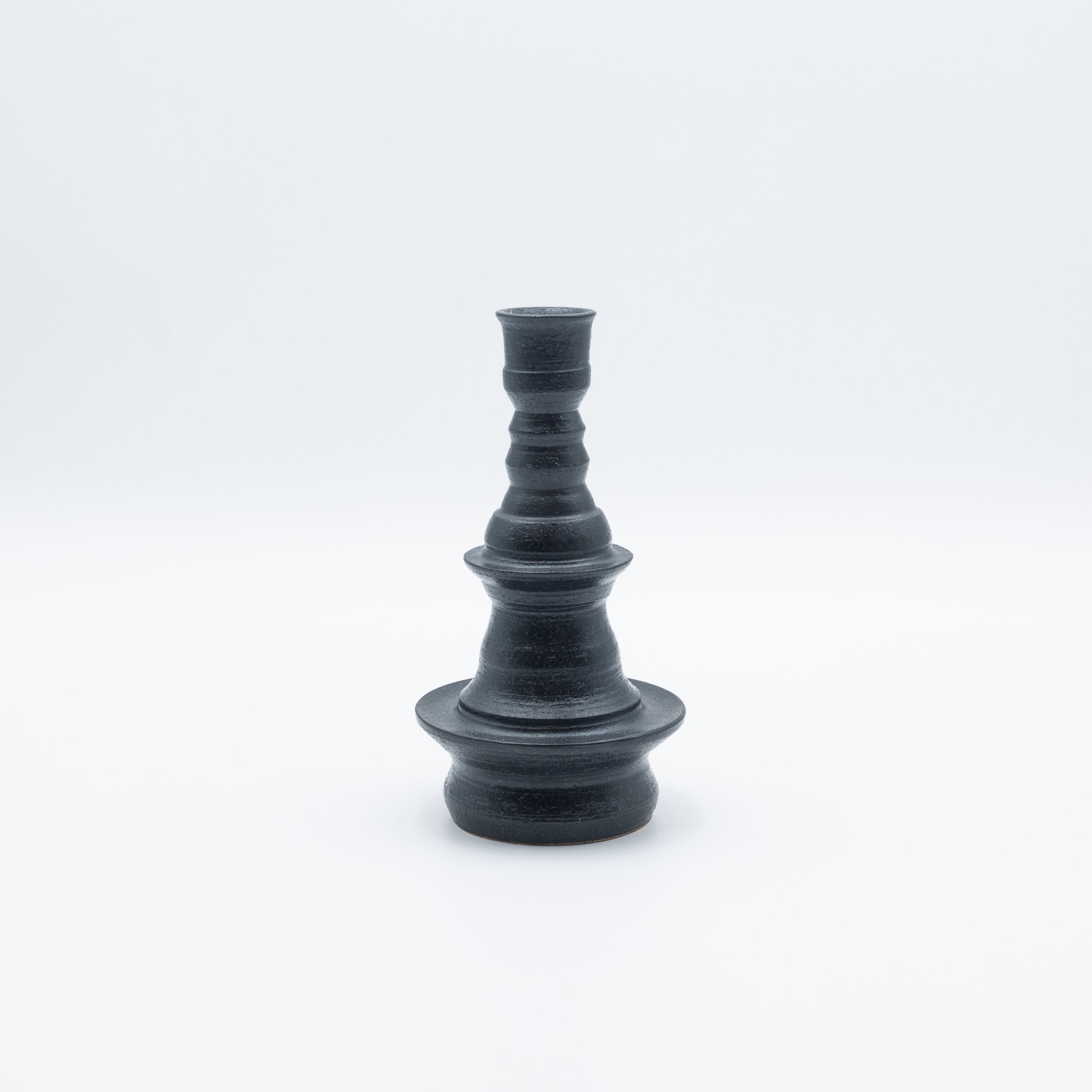Alkimia Stoneware | Matte Black Stoneware Candlestick