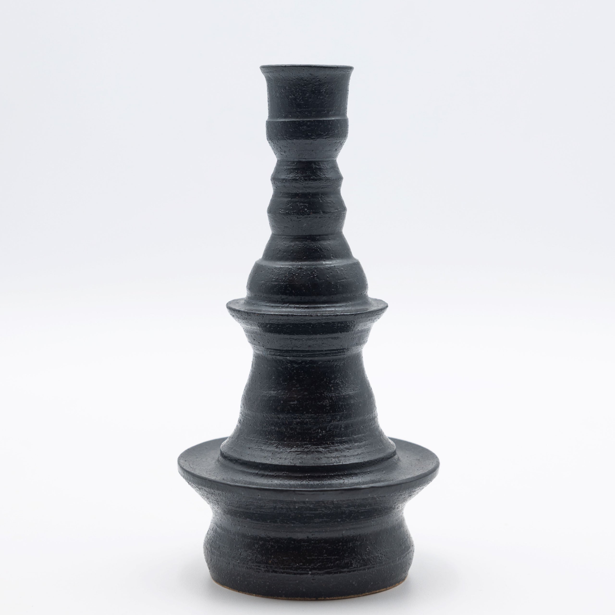 Alkimia Stoneware | Matte Black Stoneware Candlestick