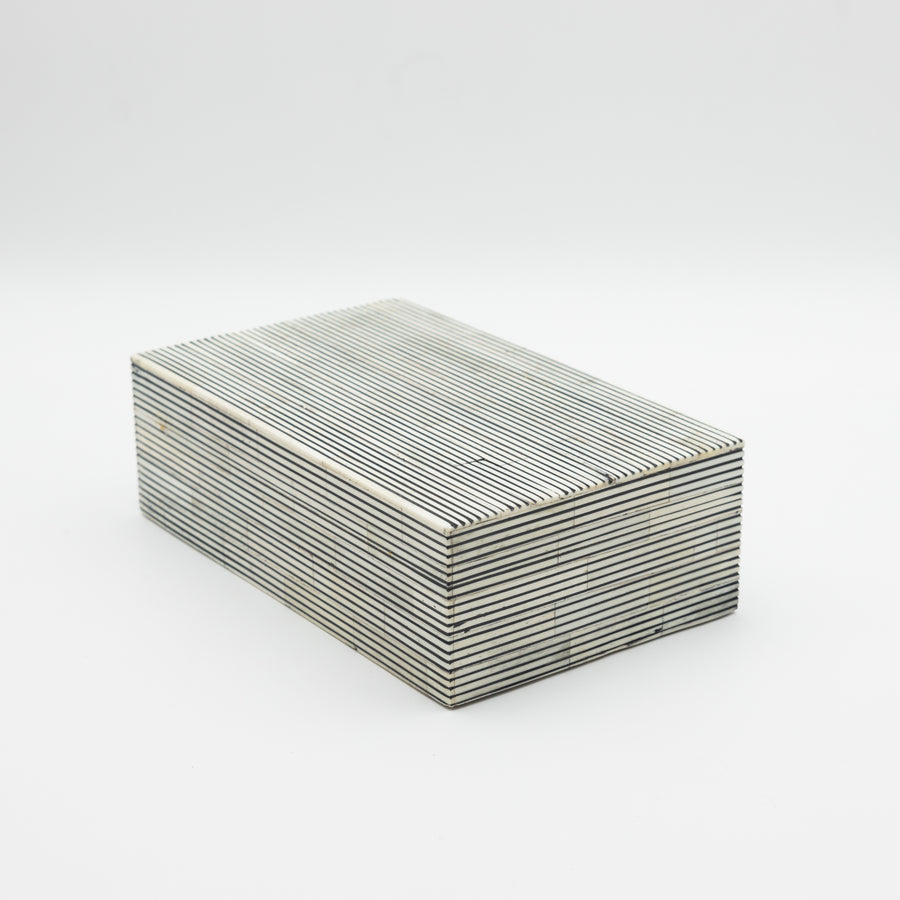 Bone Inlay + Ebony Pinstripe Box