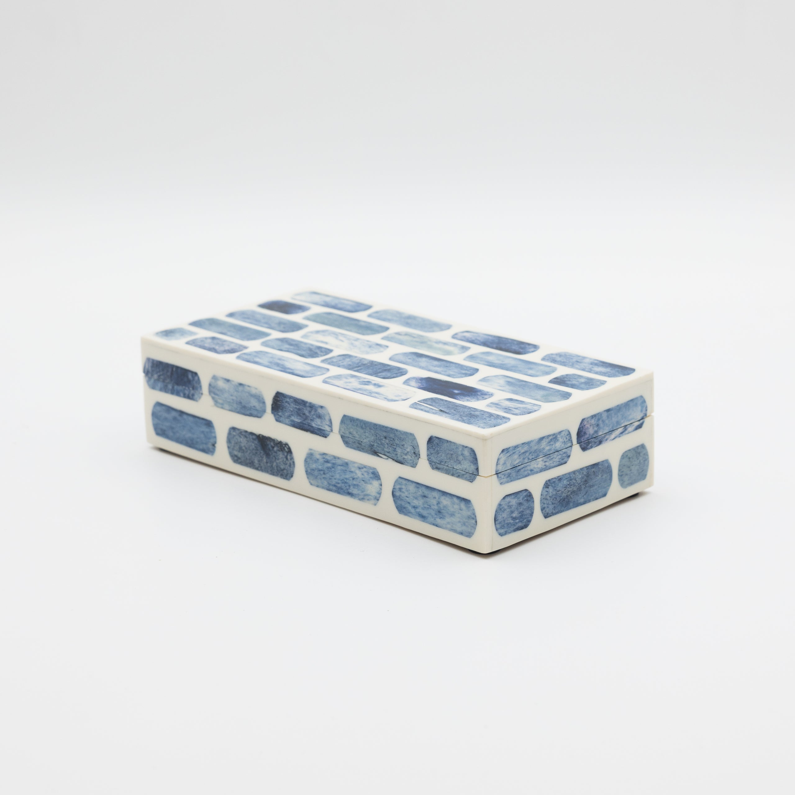 Blue + Ivory Bone Inlay Box