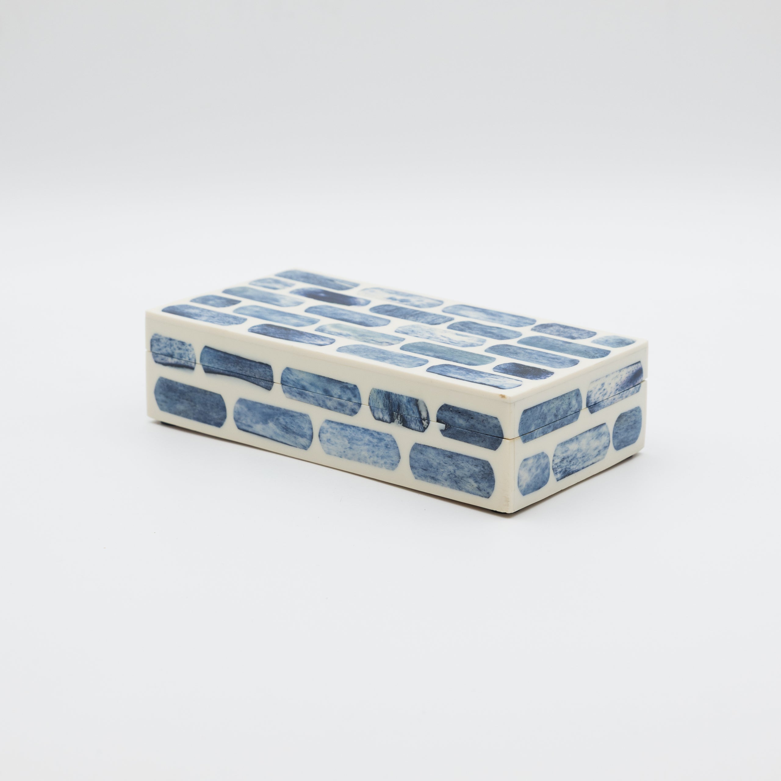 Blue + Ivory Bone Inlay Box