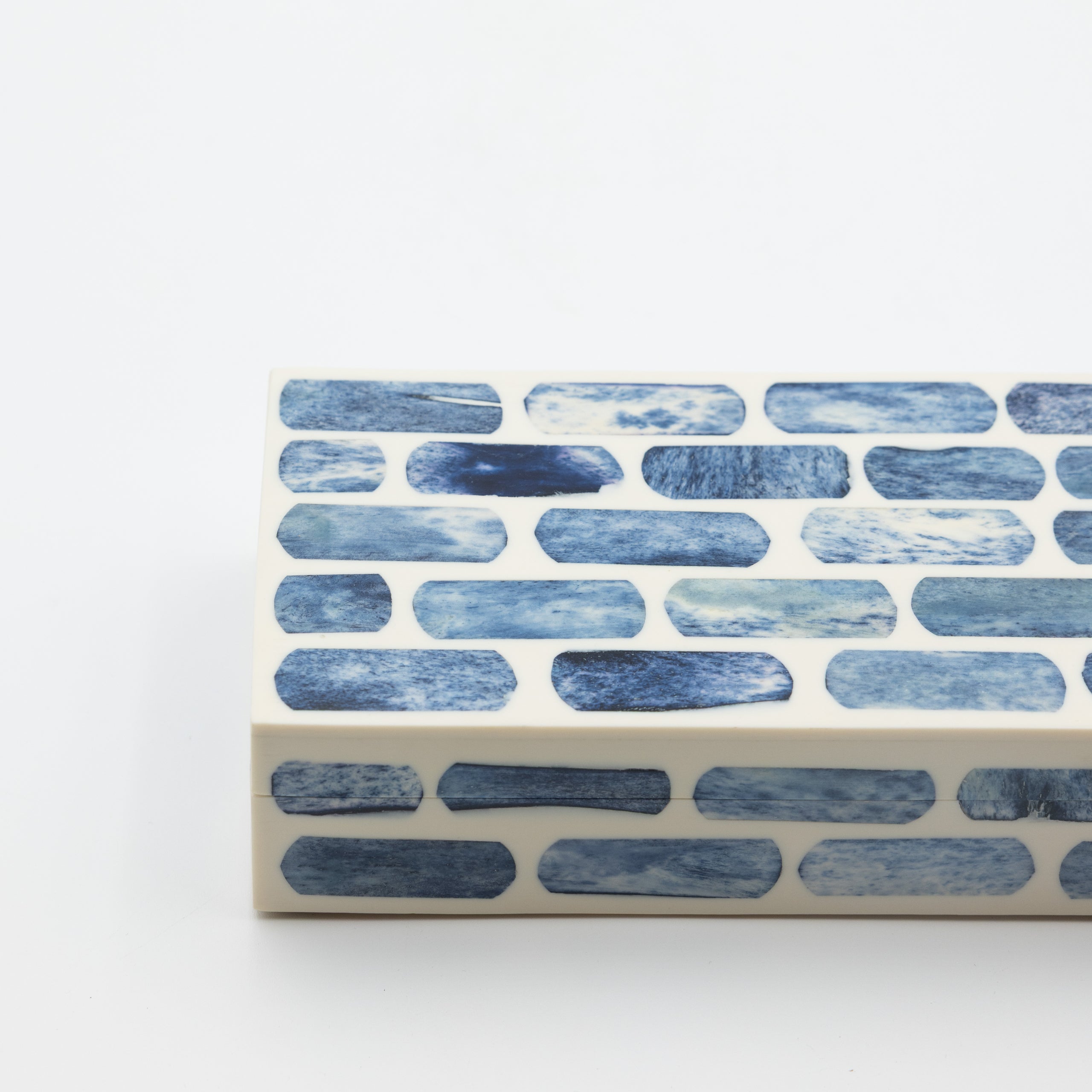Blue + Ivory Bone Inlay Box